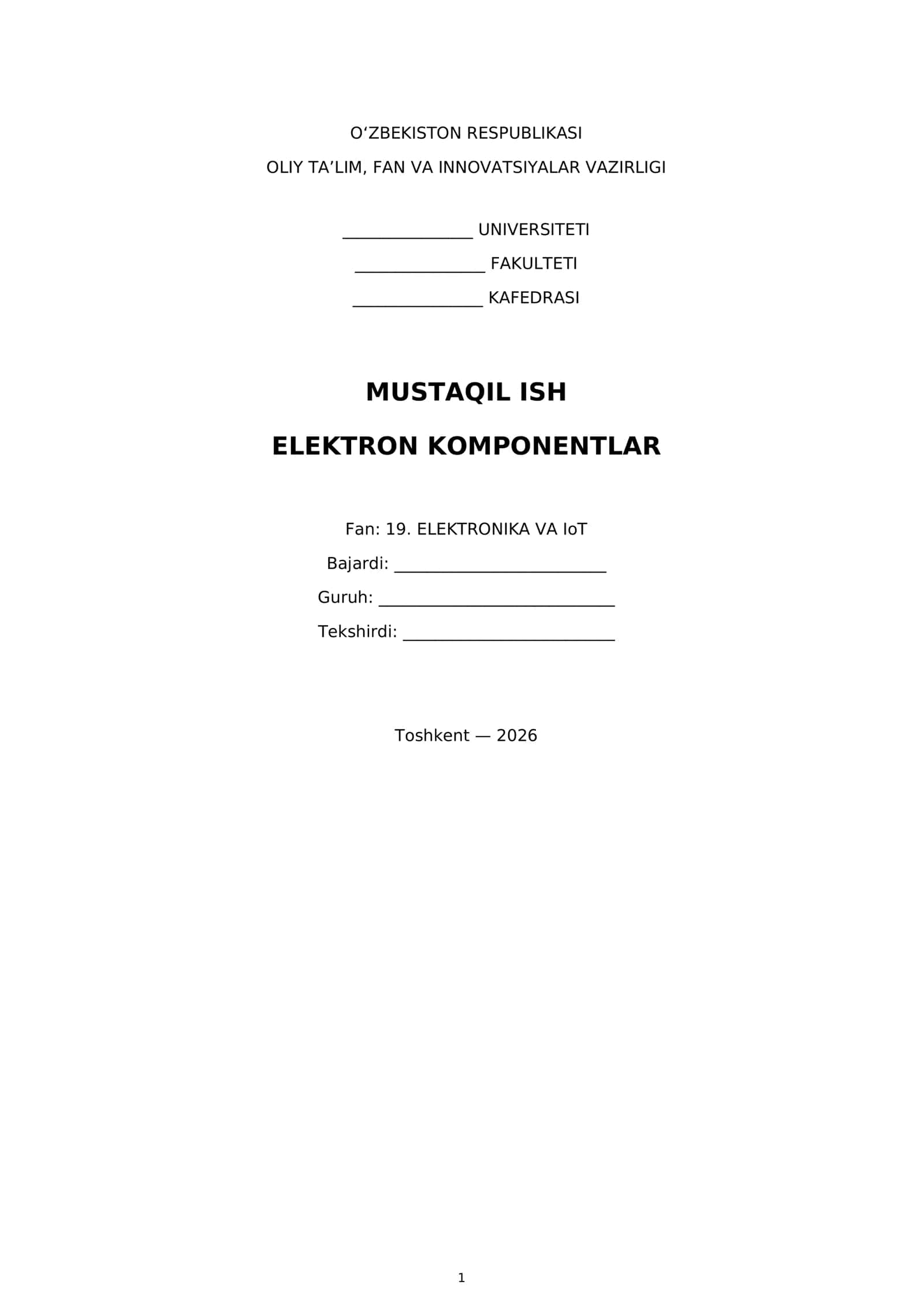 Elektron komponentlar 1