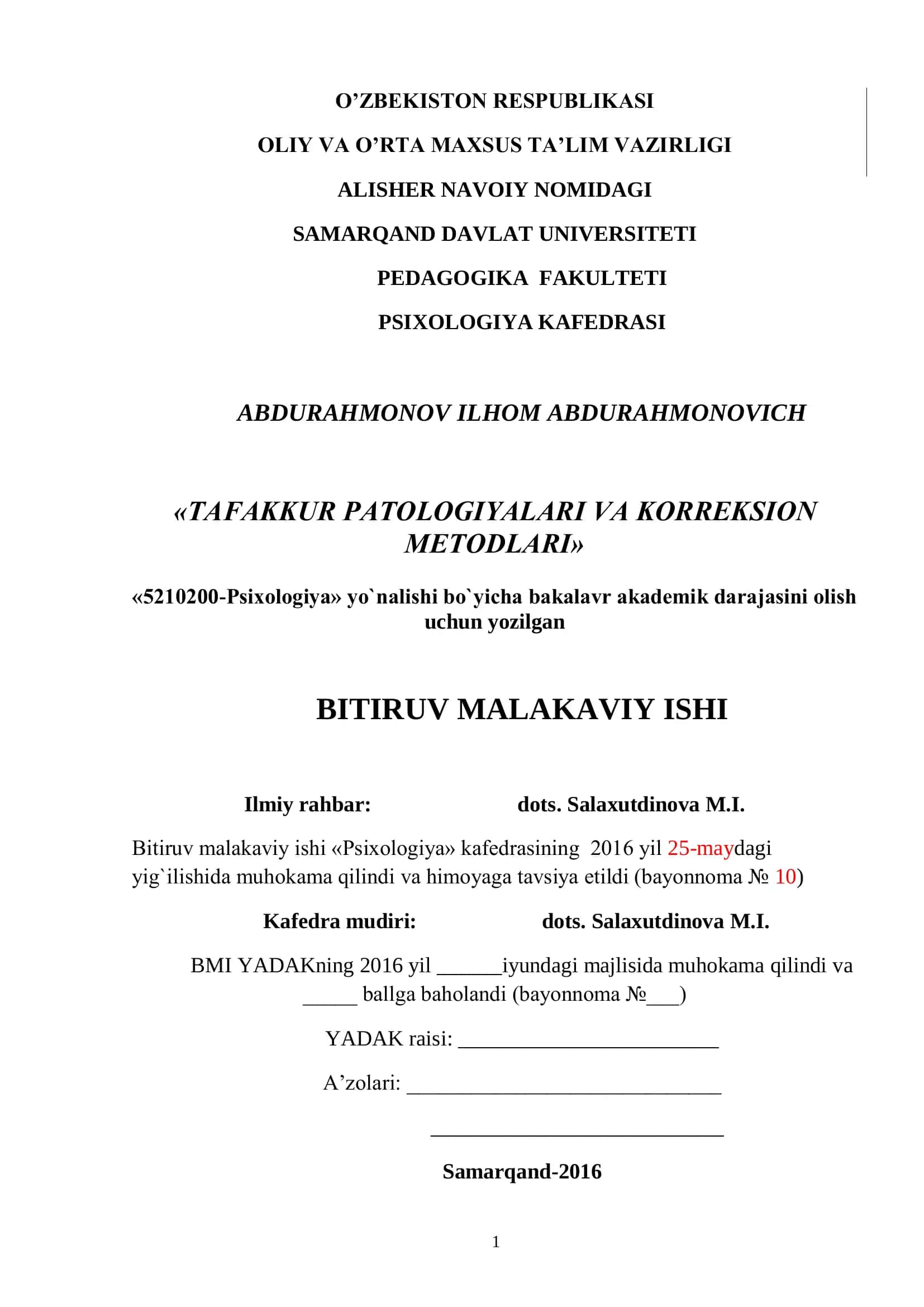 Tafaqqur patologiyalari va korreksion metodlari 1