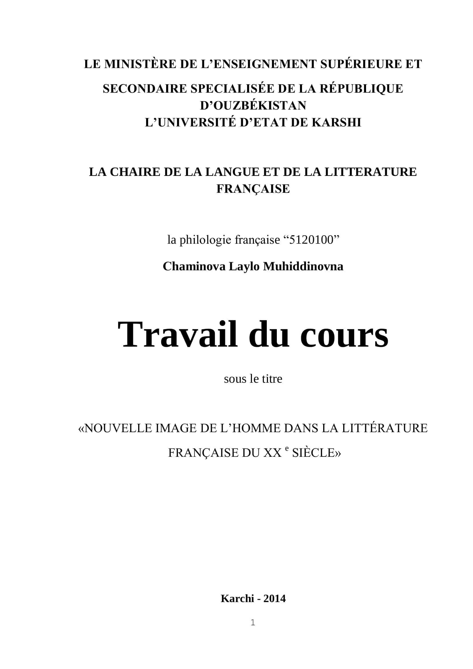 NOUVELLE IMAGE DE L’HOMME DANS LA LITTÉRATURE 1
