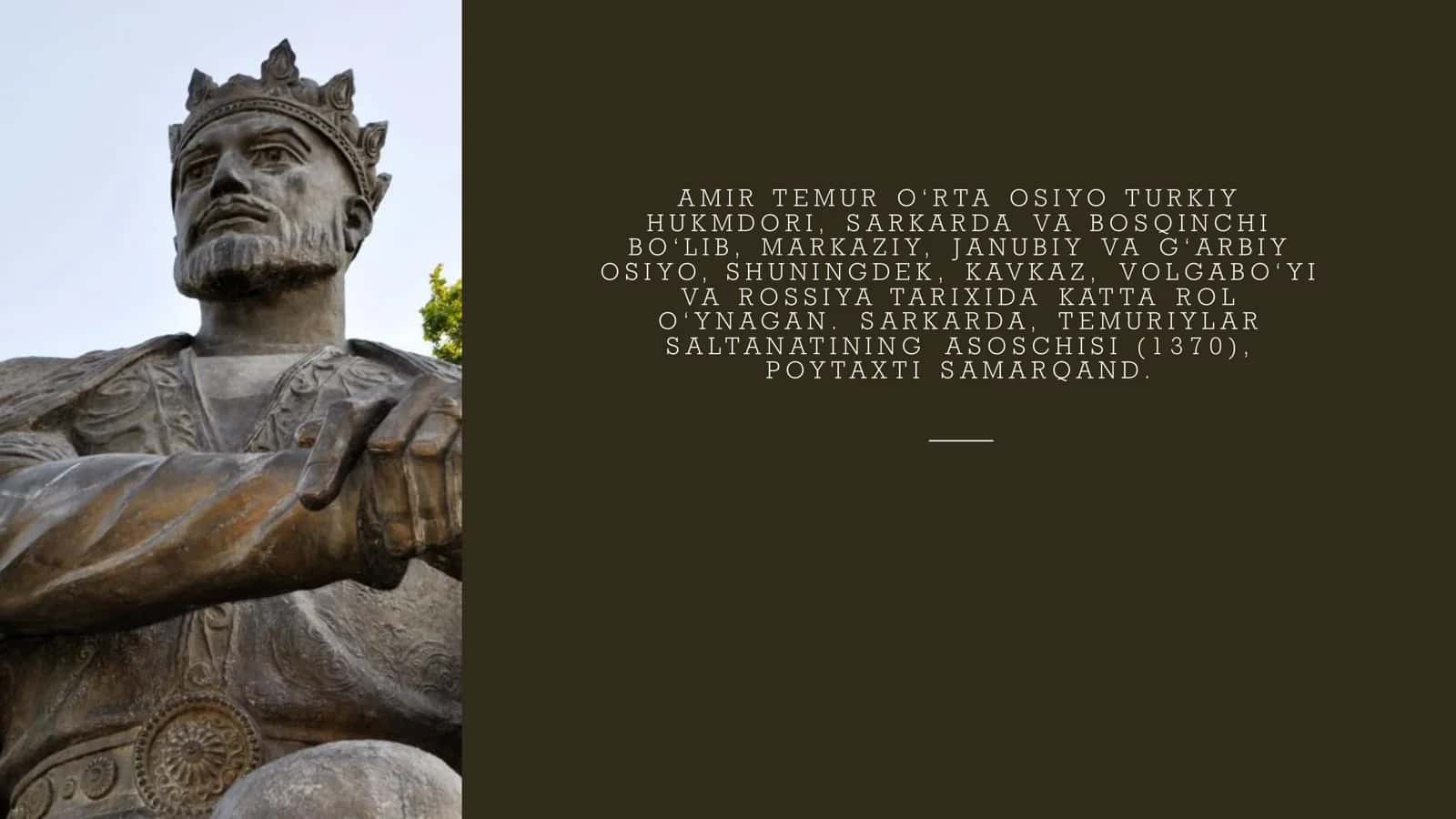 AMIR TEMUR VA TEMURIYLAR DAVRIGA OID TARIXIY, BADIIY ASARLAR BILAN TANISHISH 1