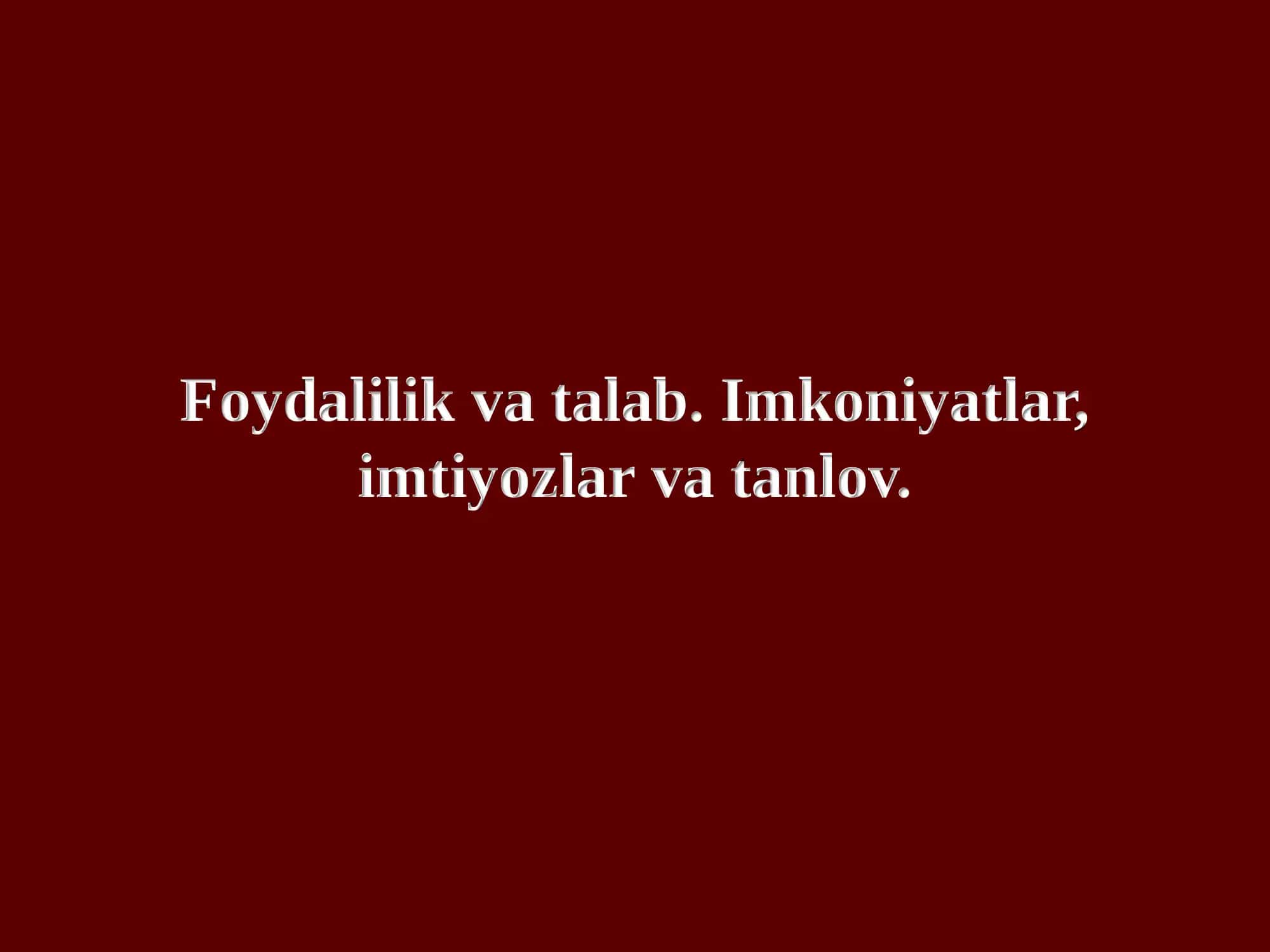 Foydalilik va talab 1