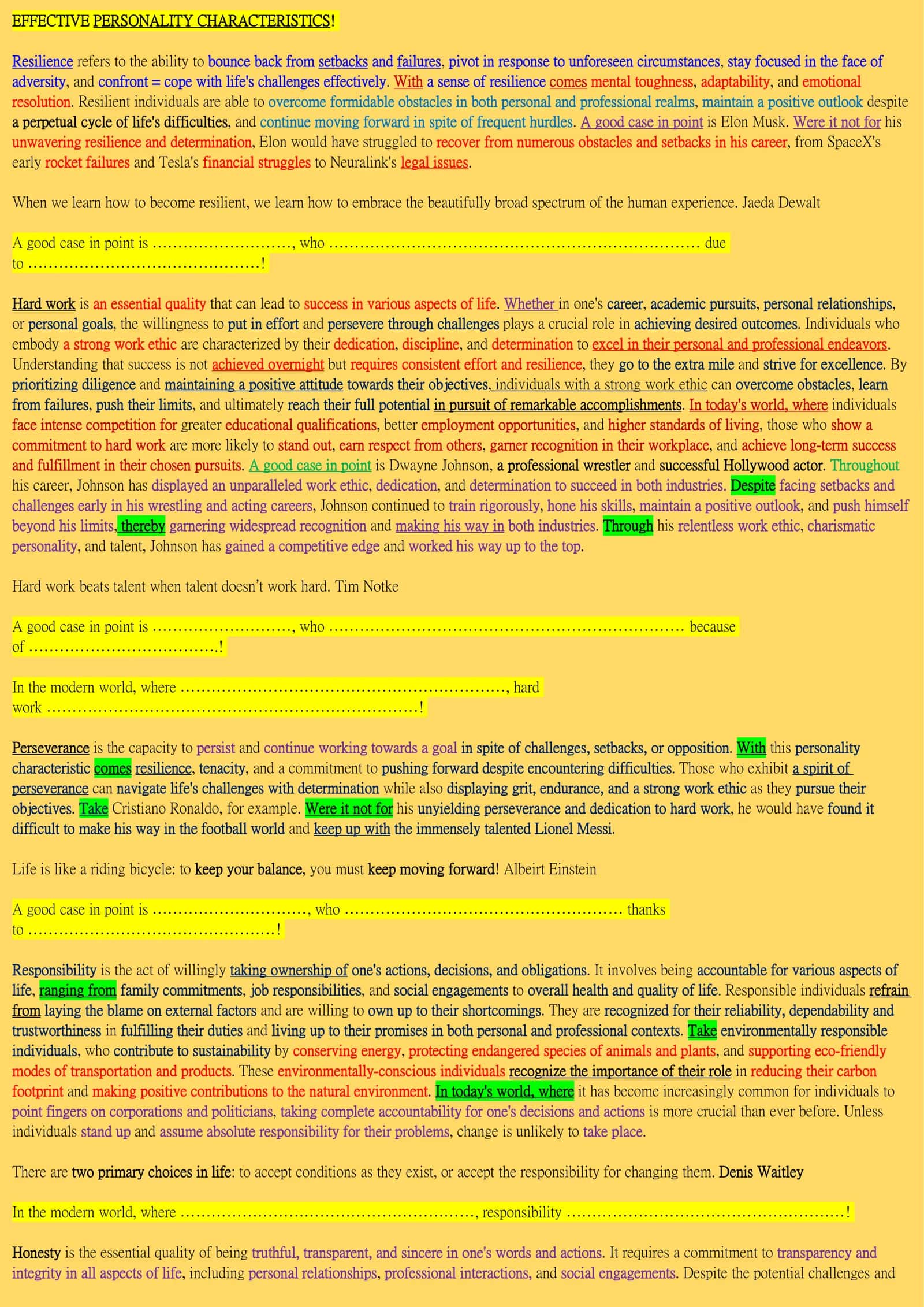 EFFECTIVE PERSONALITY CHARACTERISTICS 1