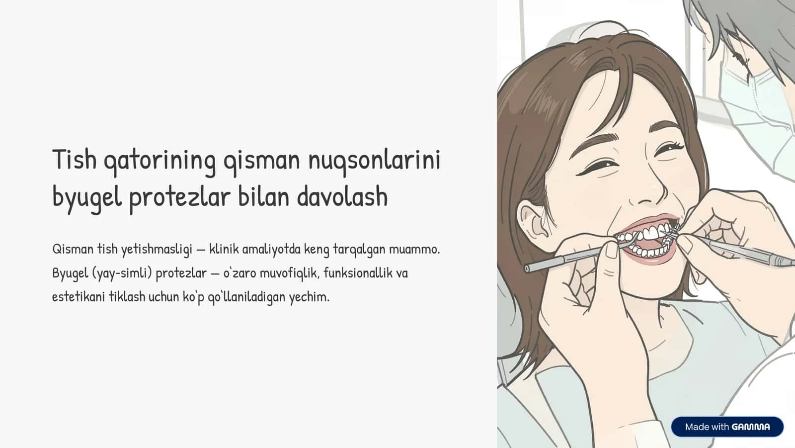 Tish qatorining qisman nuqsonlarini byugel protezlar bilan davolash 1