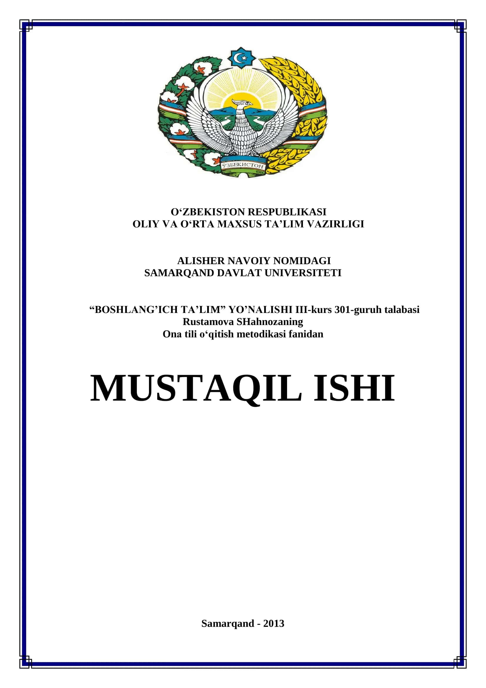Ona tili o‘qitish metodikasi 1