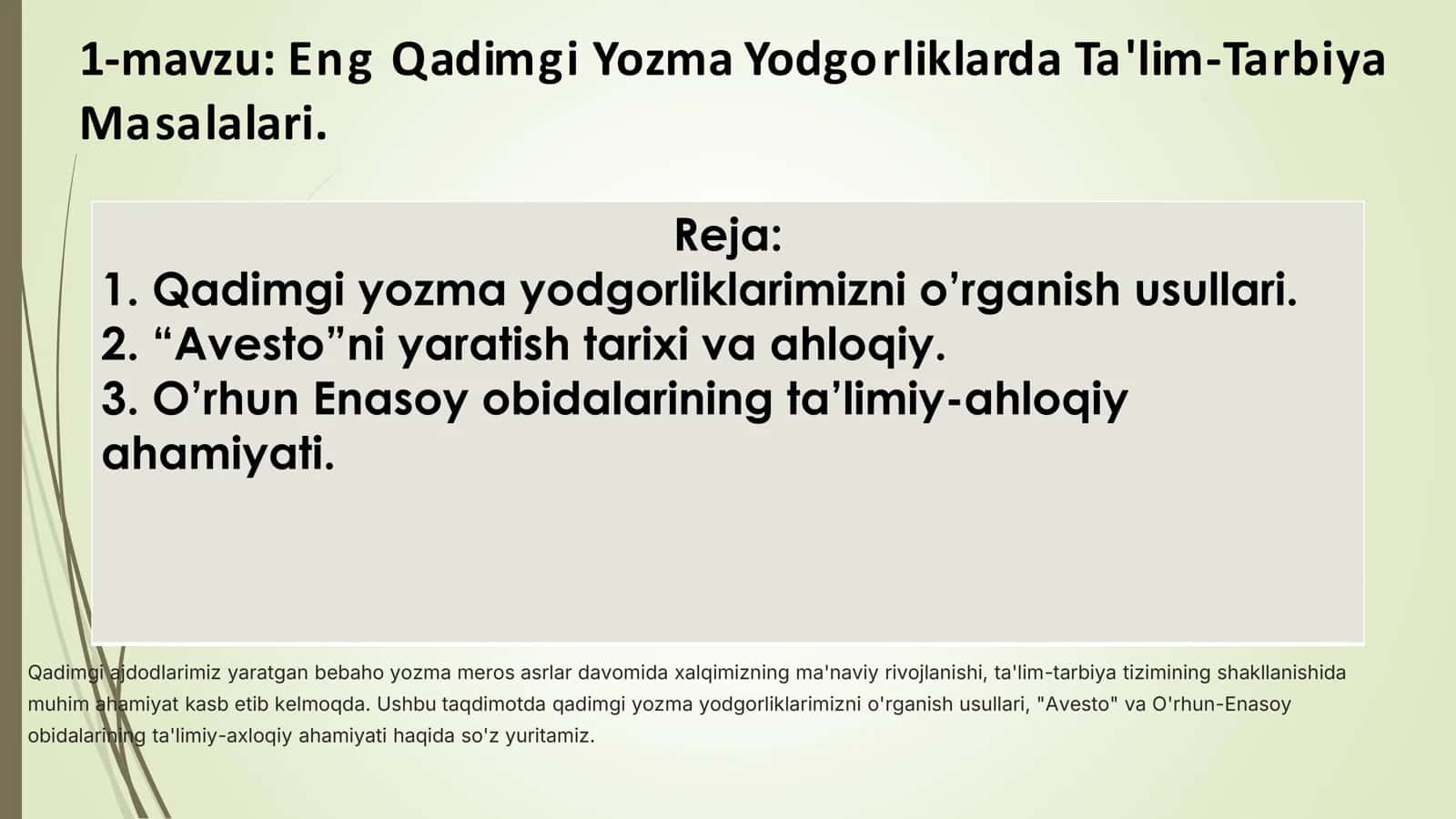 Eng Qadimgi Yozma Yodgorliklarda Ta'lim-Tarbiya Masalalari 1