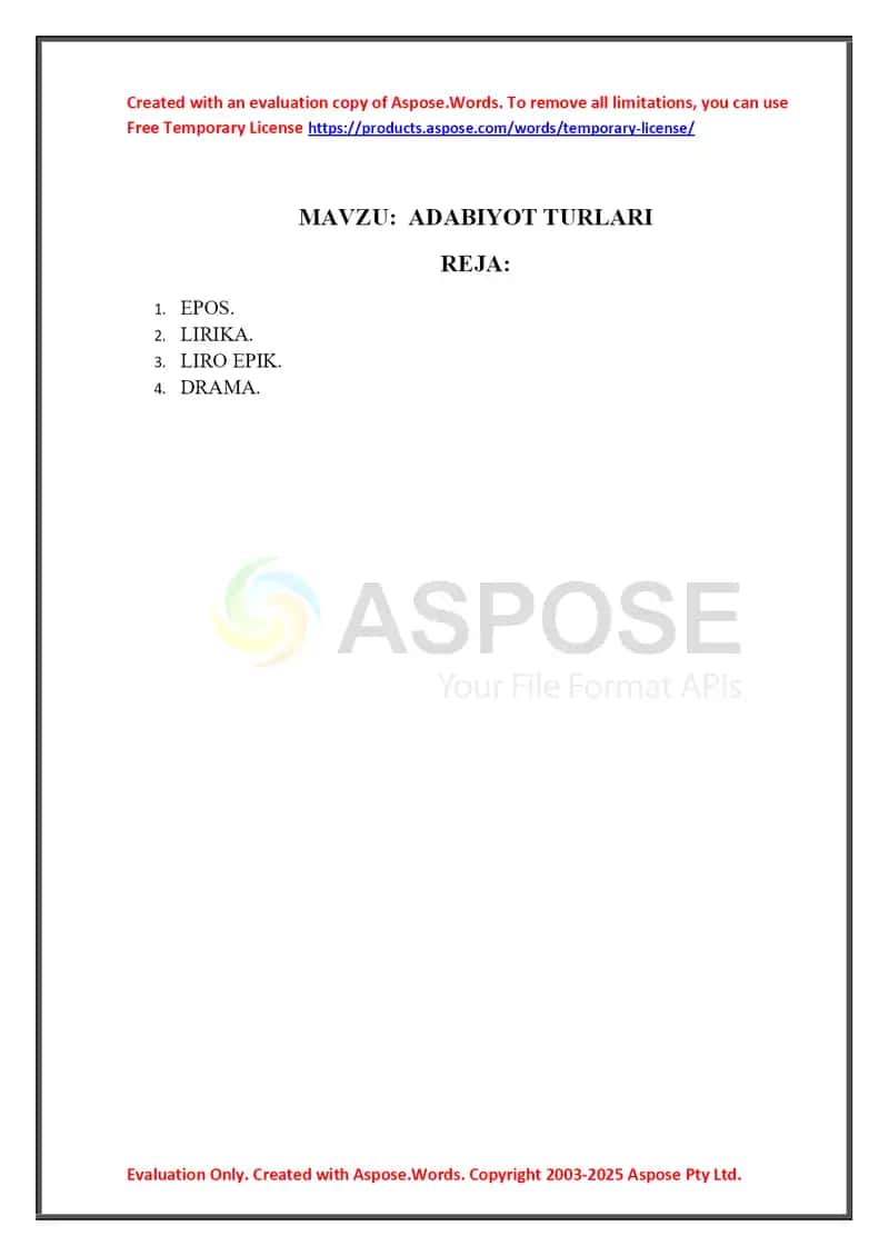 ADABIYOT TURLARI 1