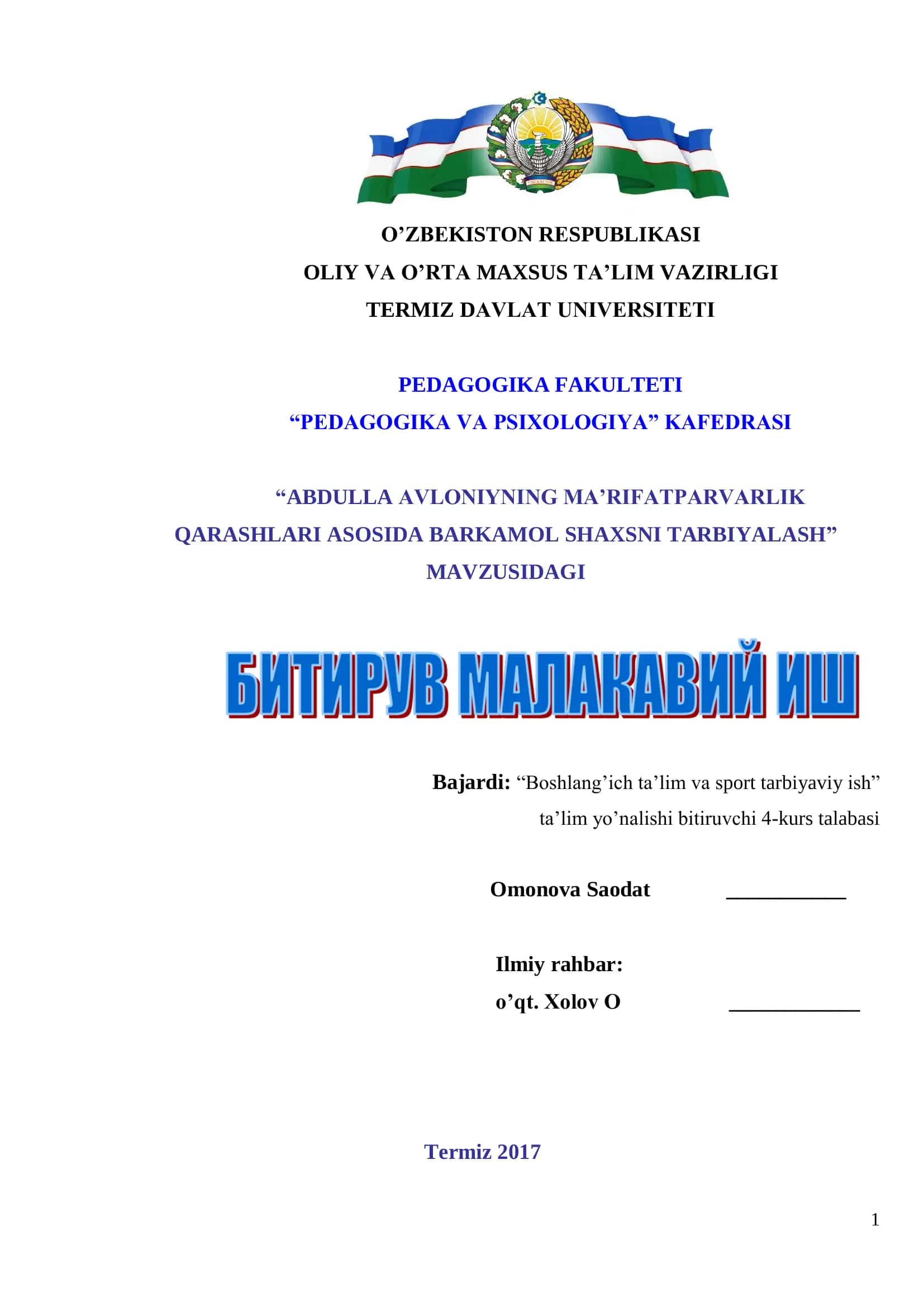 Boshlang’ich ta’lim va sport tarbiyaviy ish 1