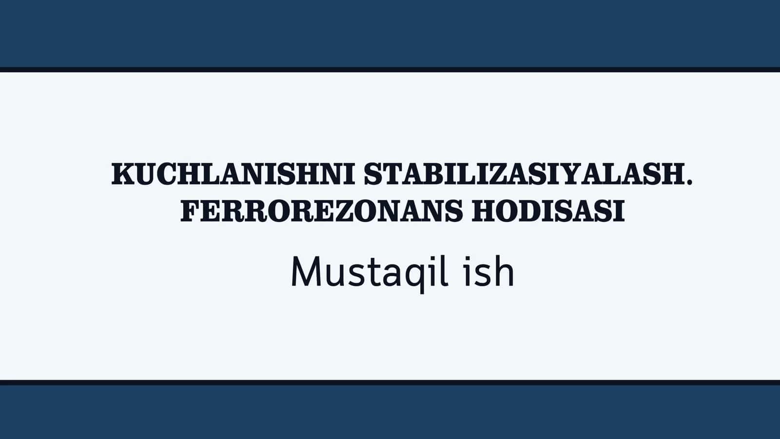 FERROREZONANS HODISASI 1