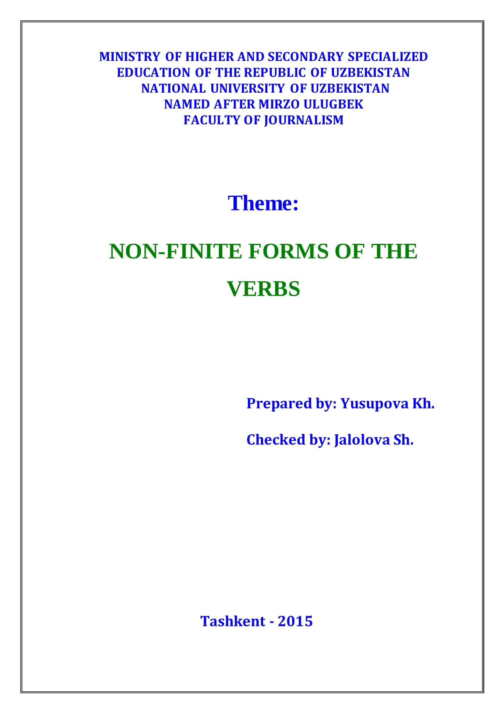 THE NON-FINITE FORMS OF THE VERB 1