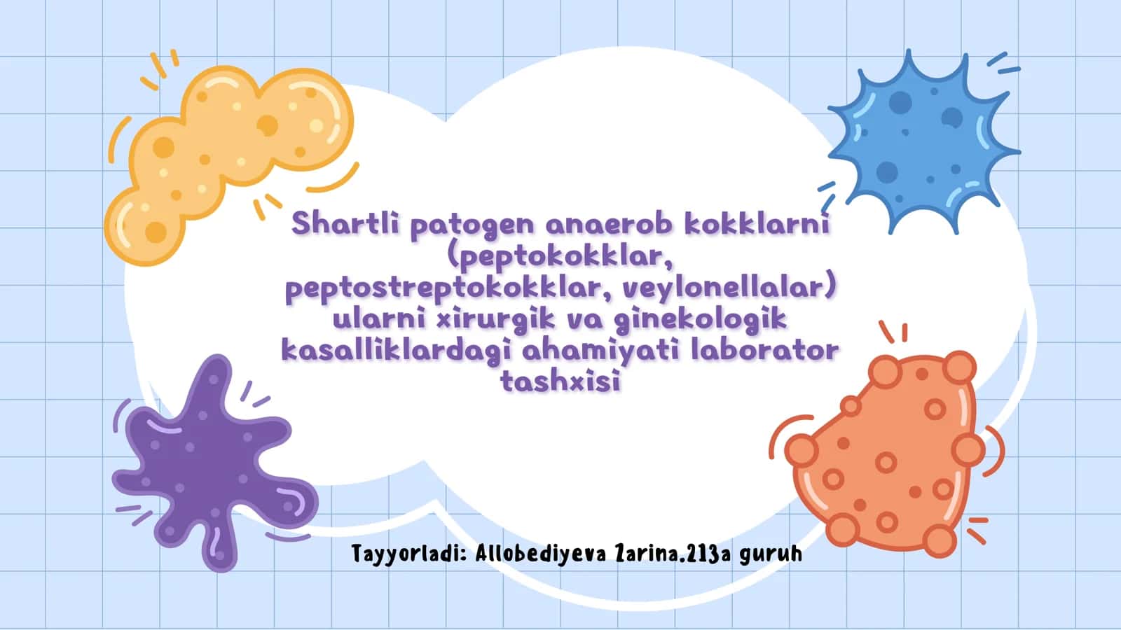 Shartli patogen anaerob kokklarni (peptokokklar, peptostreptokokklar, veylonellalar) ularni xirurgik va ginekologik kasalliklardagi ahamiyati laborator tashxisi 1