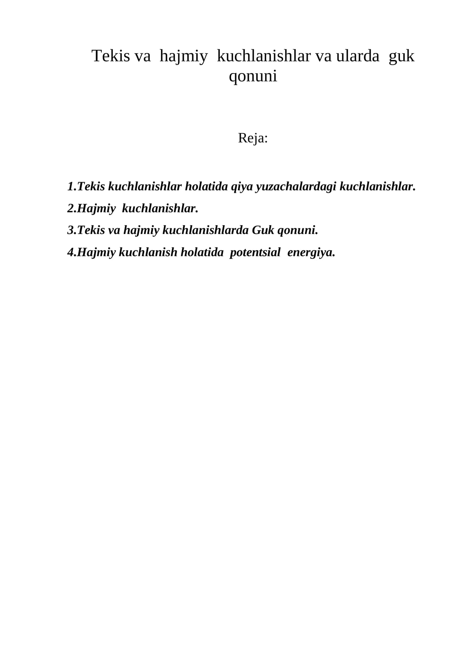 Tekis va hajmiy kuchlanishlar va ularda guk qonuni 1