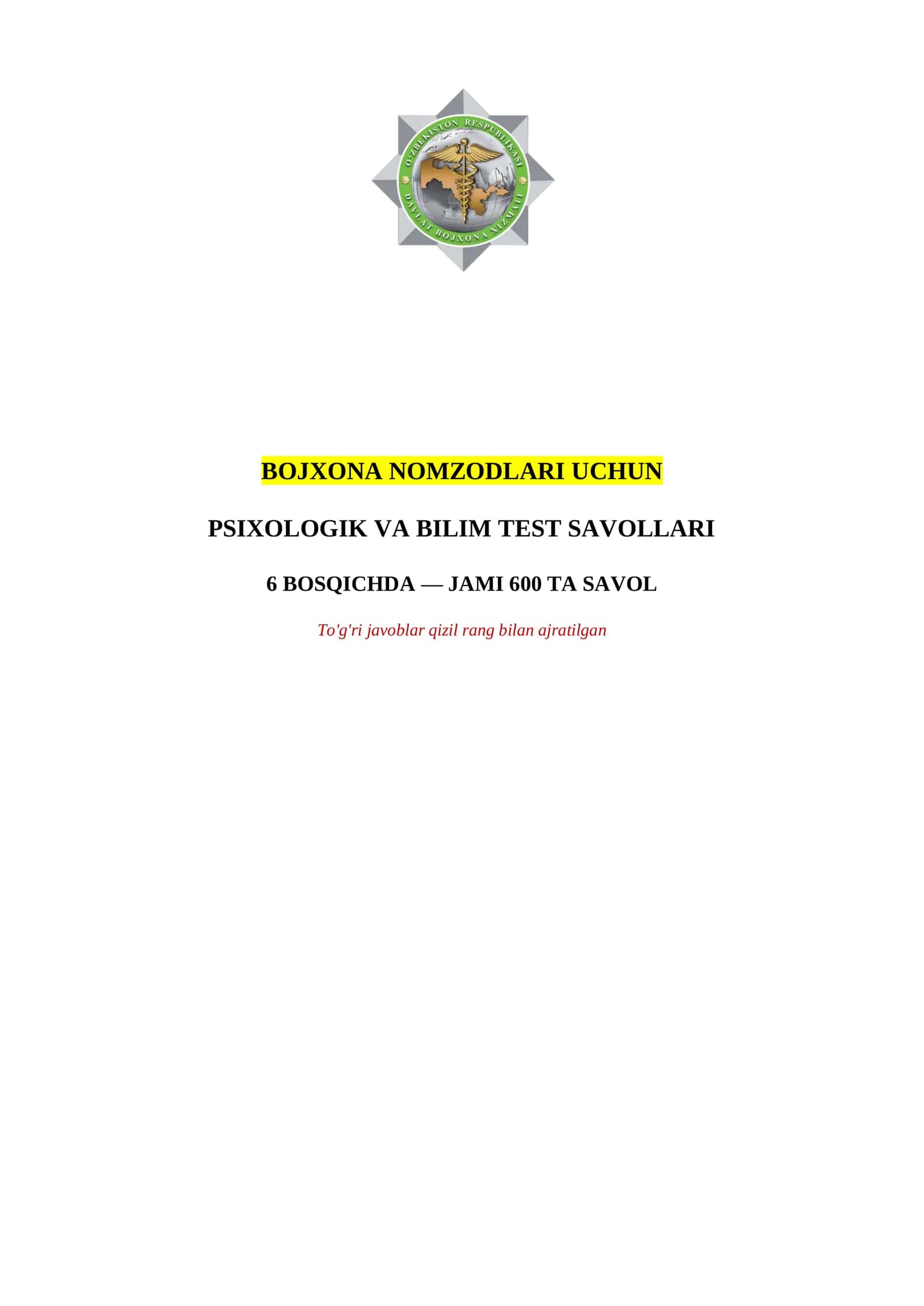 PSIXOLOGIK VA BILIM TEST SAVOLLARI 1