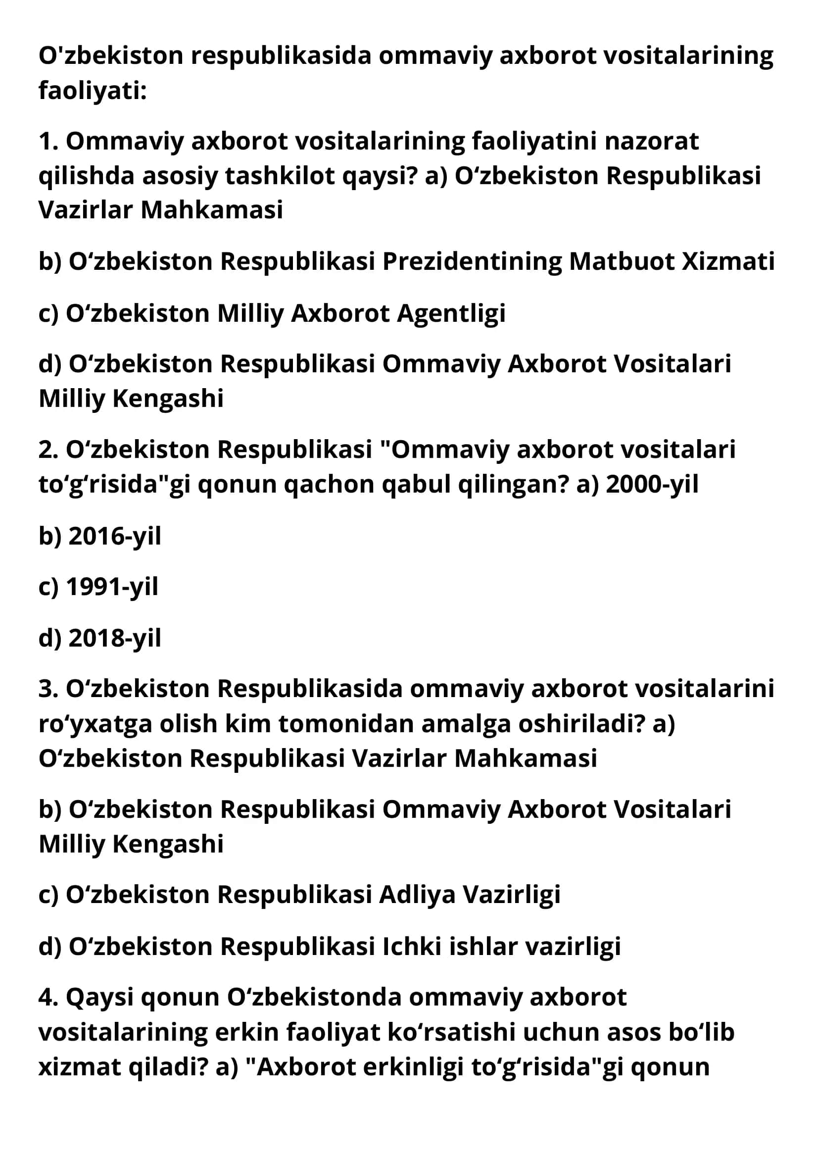 Ommaviy axborot vositalari faoliyati 1