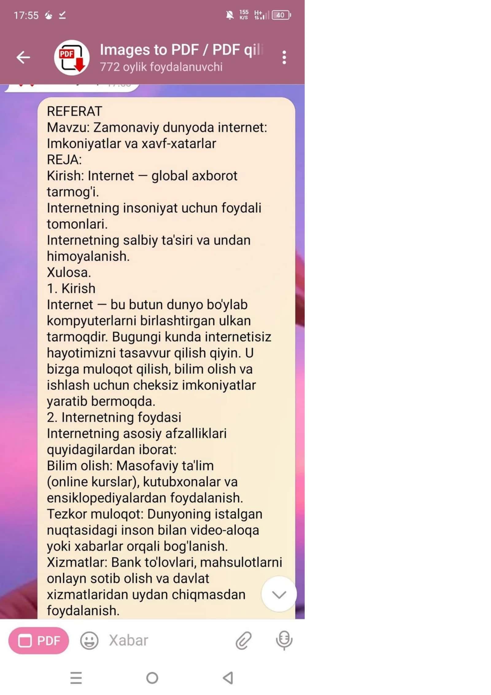 Internetning foydasi va zarari 1