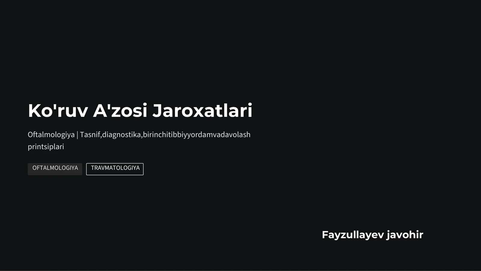 Ko'ruv A'zosi Jaroxatlari 1