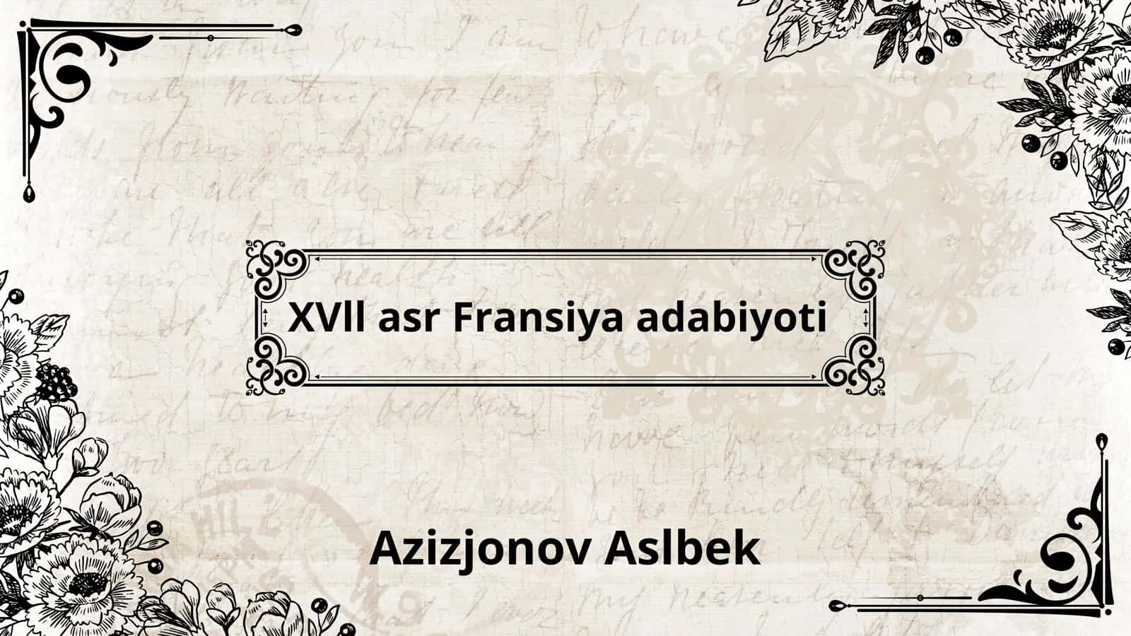 XVll asr fransiya adabiyoti 1