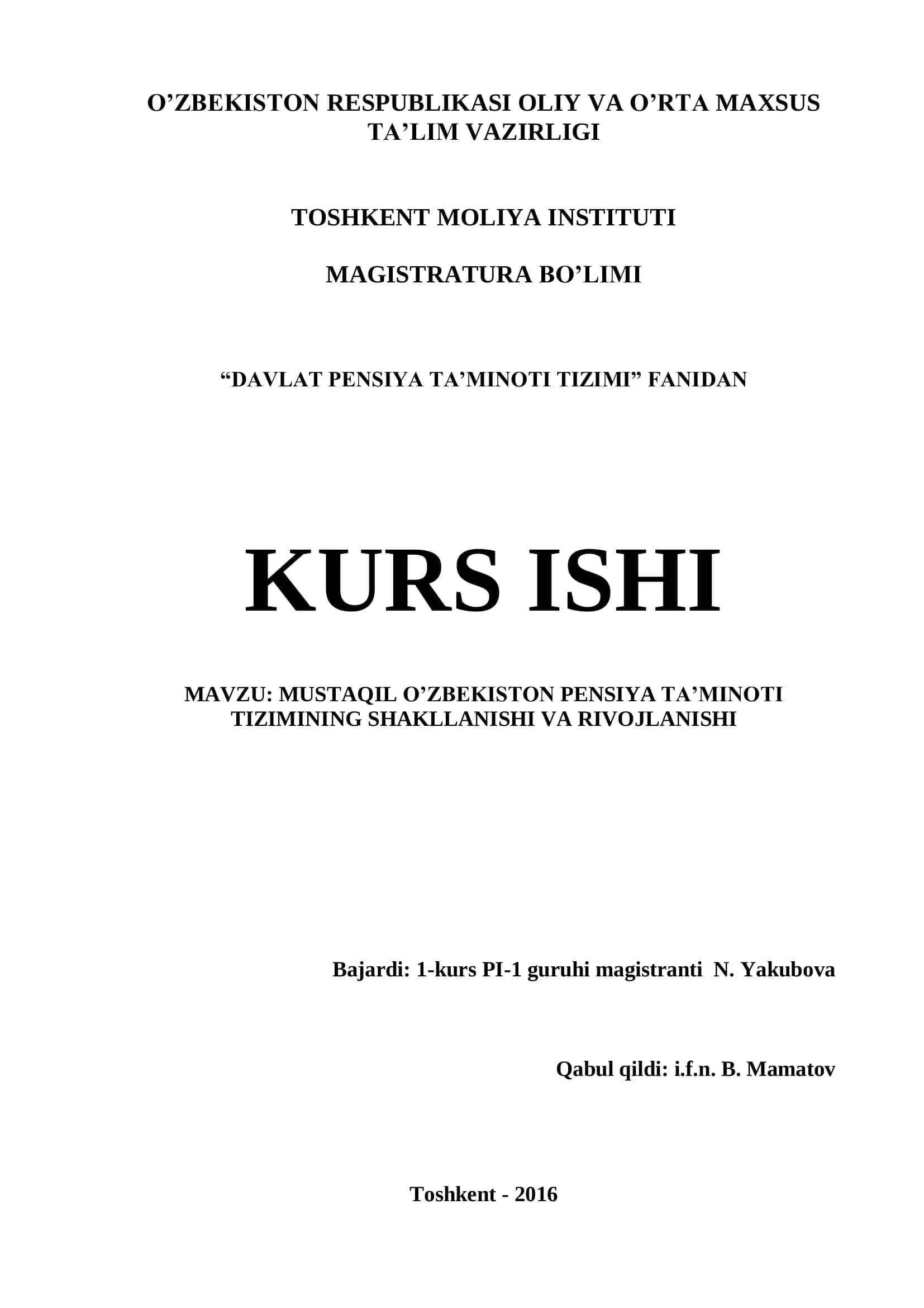 MUSTAQIL O’ZBEKISTON PENSIYA TA’MINOTI TIZIMINING SHAKLLANISHI VA RIVOJLANISHI 1