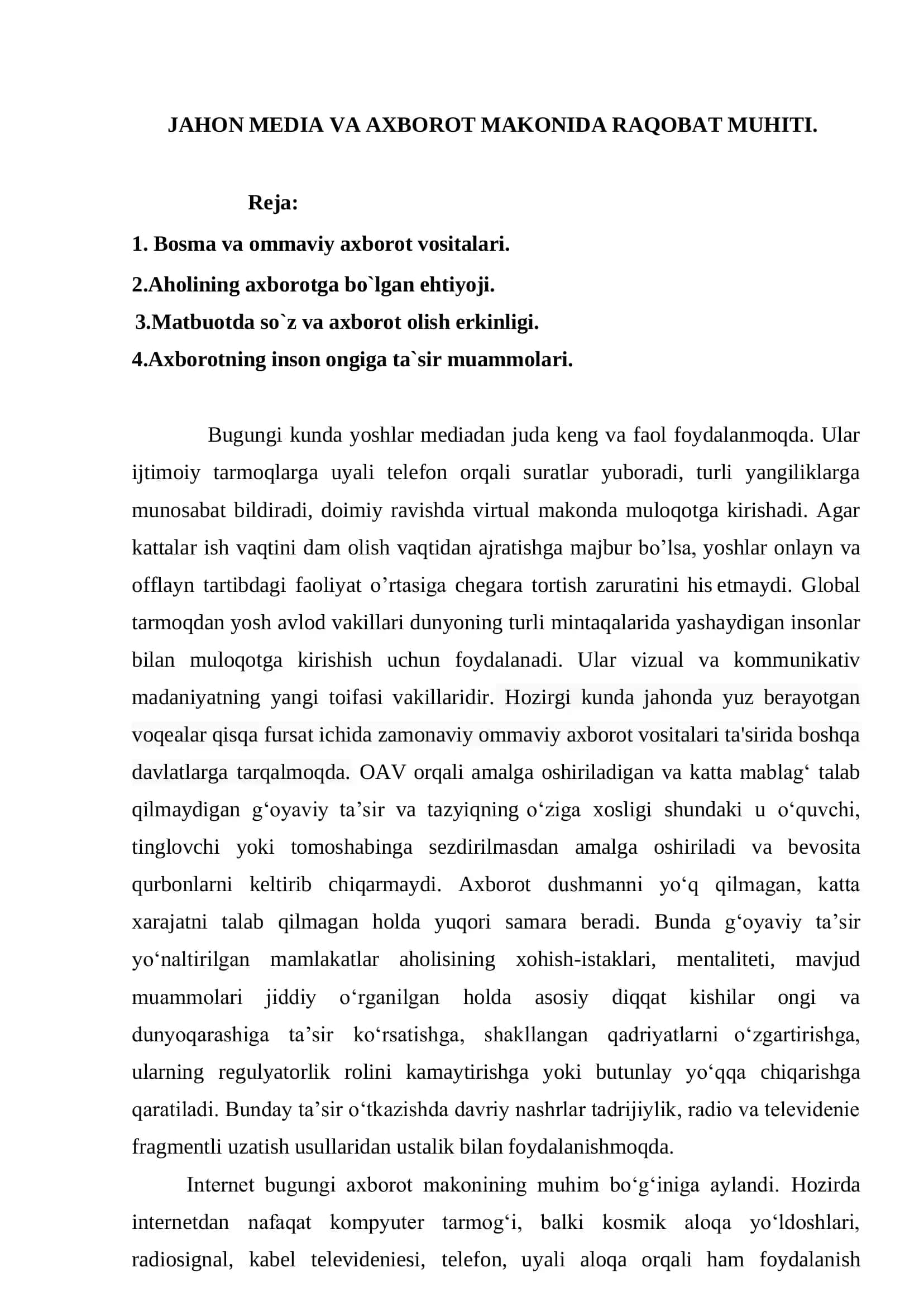 Yoshlar axborot muloqoti va global tarmoq 1
