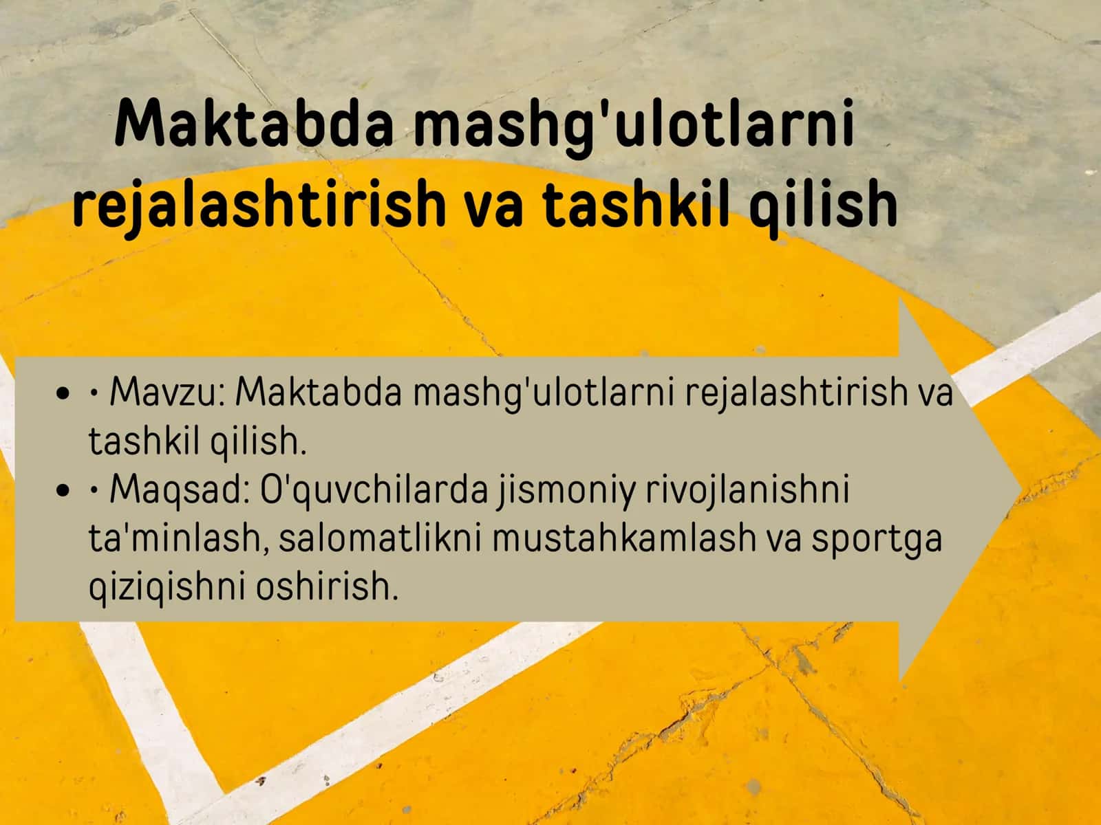 Mashg'ulotlarni rejalashtirish va tashkil qilish 1