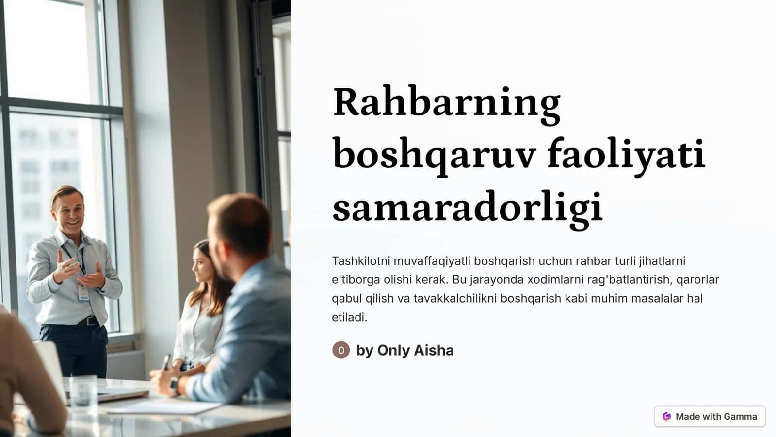 Rahbarning vazifalari va rollarini tushunish 1