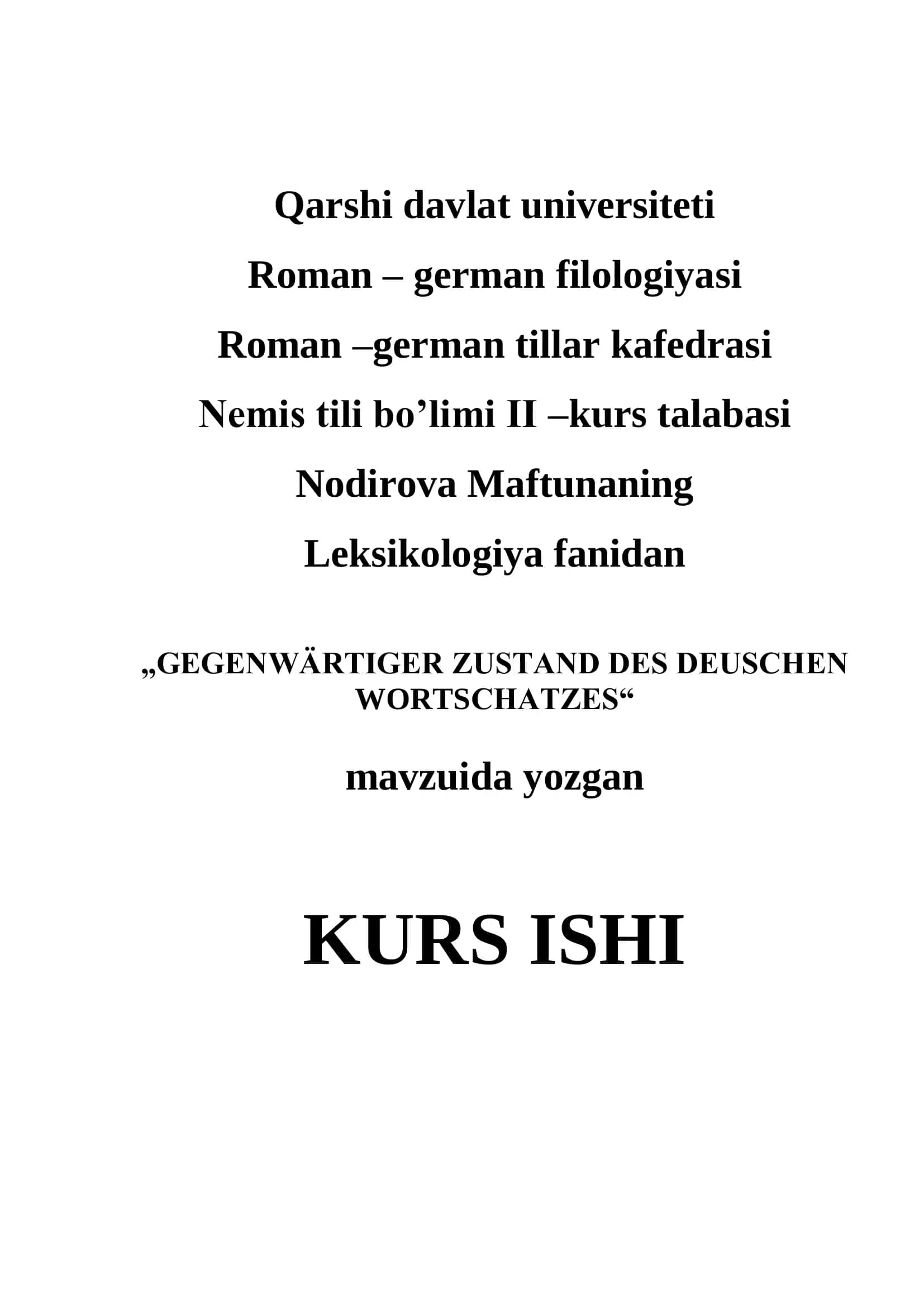 GEGENWÄRTIGER ZUSTAND DES DEUSCHEN WORTSCHATZES 1