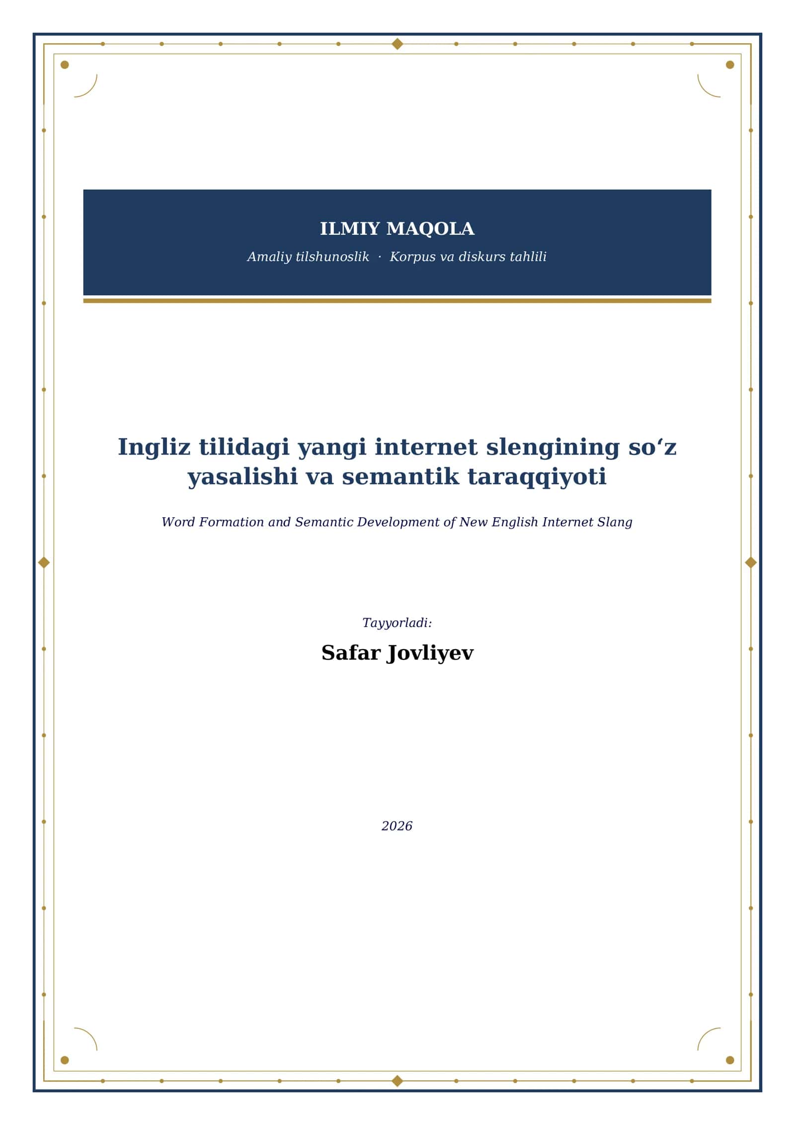Ingliz tilidagi yangi internet slengining so‘z yasalishi va semantik taraqqiyoti 1