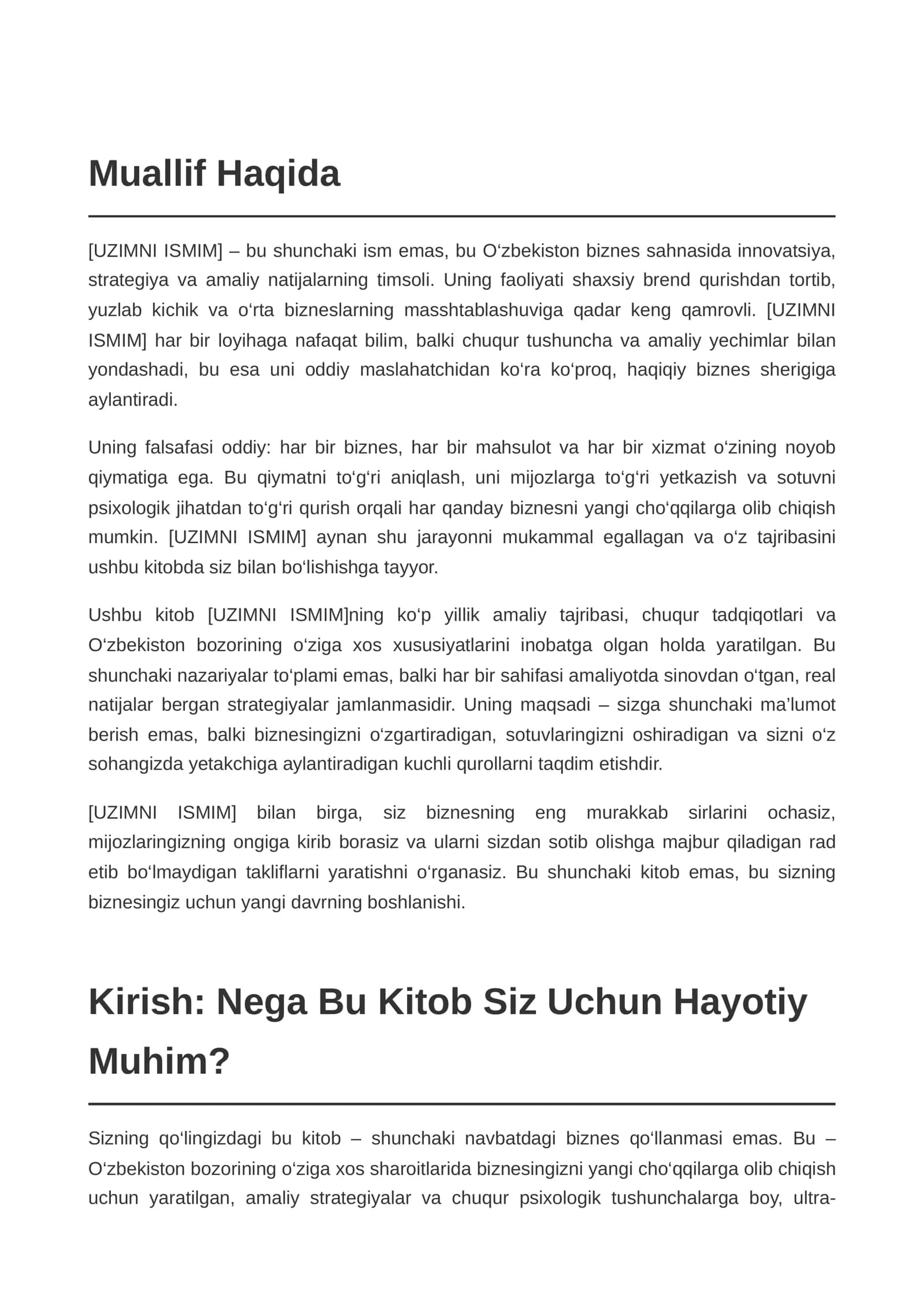 prafesanal Biznes reja biznesni 10 kara kuchaytirish sirlari 1