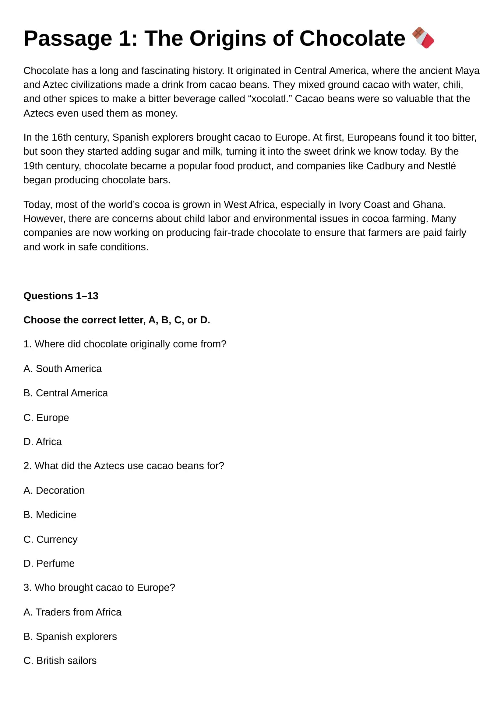 IELTS Reading mock full test 1