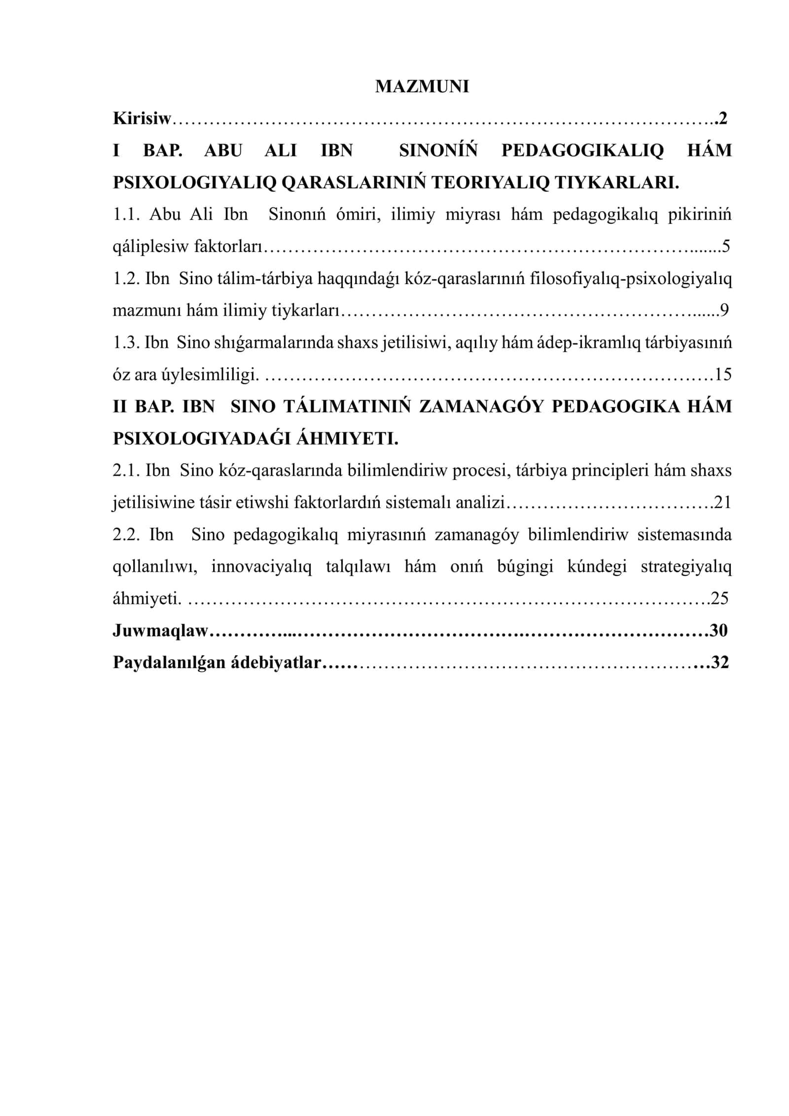 ABU ALI IBN SINONÍŃ PEDAGOGIKALIQ HÁM PSIXOLOGIYALIQ QARASLARINIŃ TEORIYALIQ TIYKARLARI 1