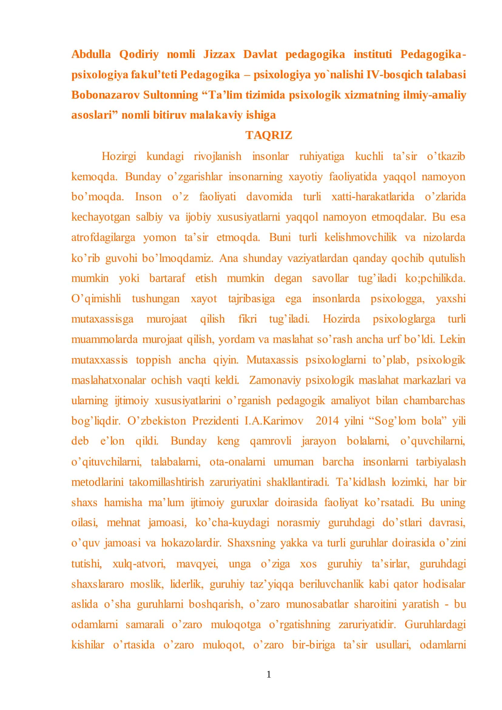 Ta’lim tizimida psixologik xizmatning ilmiy-amaliy asoslari 1