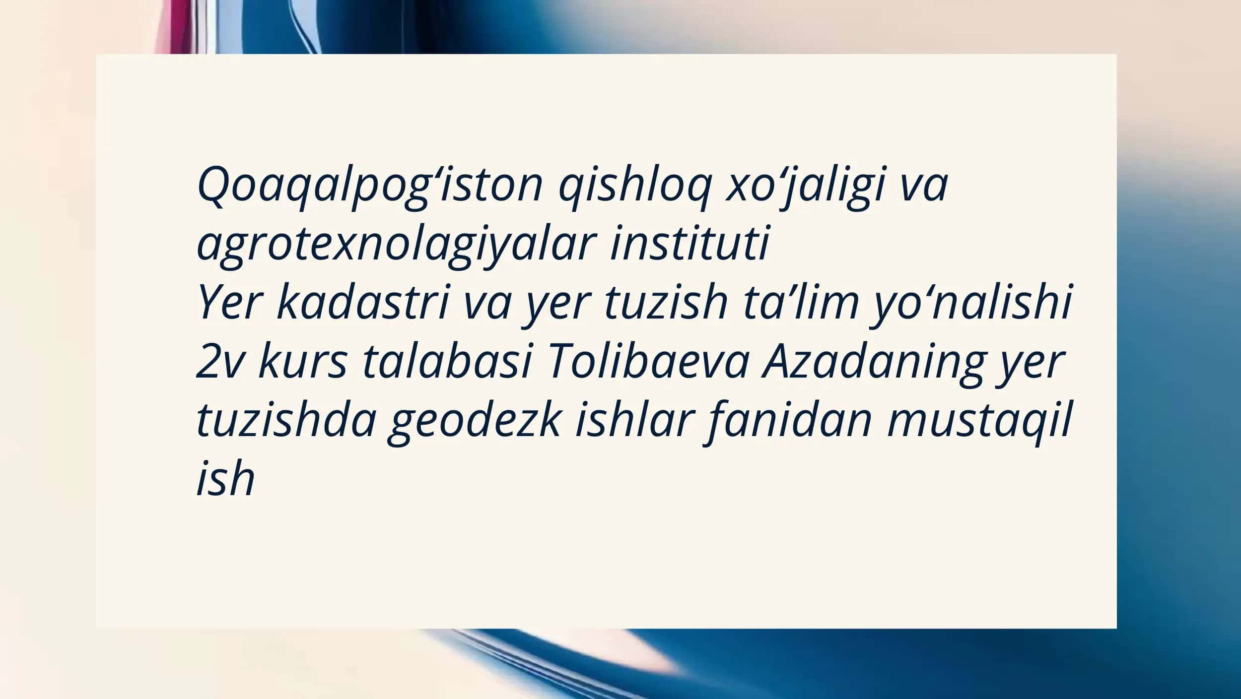 Yer kadastri va yer tuzish ta'lim yoʻnalishi 1