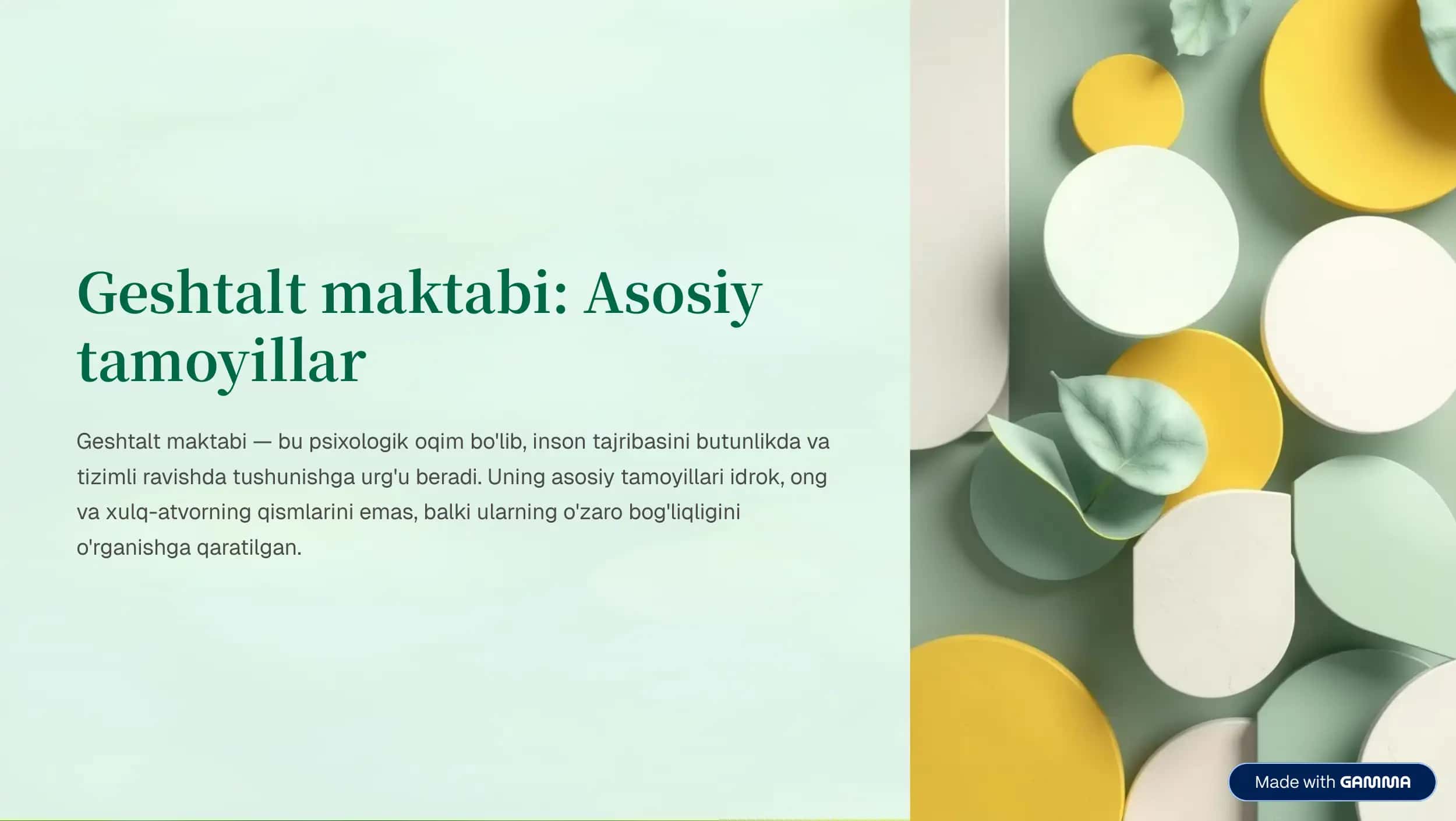 Geshtalt maktabi: Asosiy 1