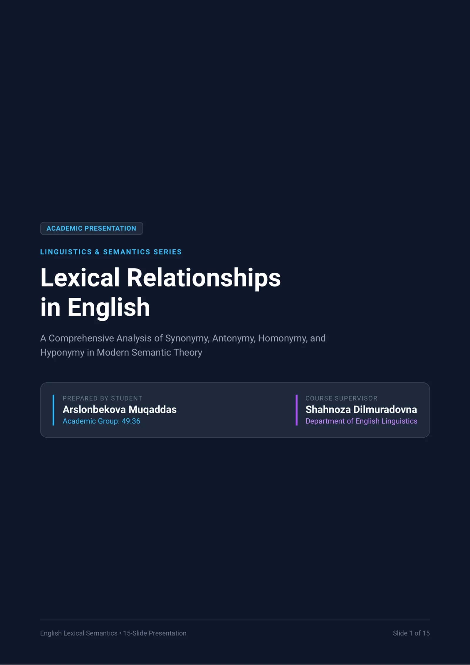 Lexical Relationships in English 1
