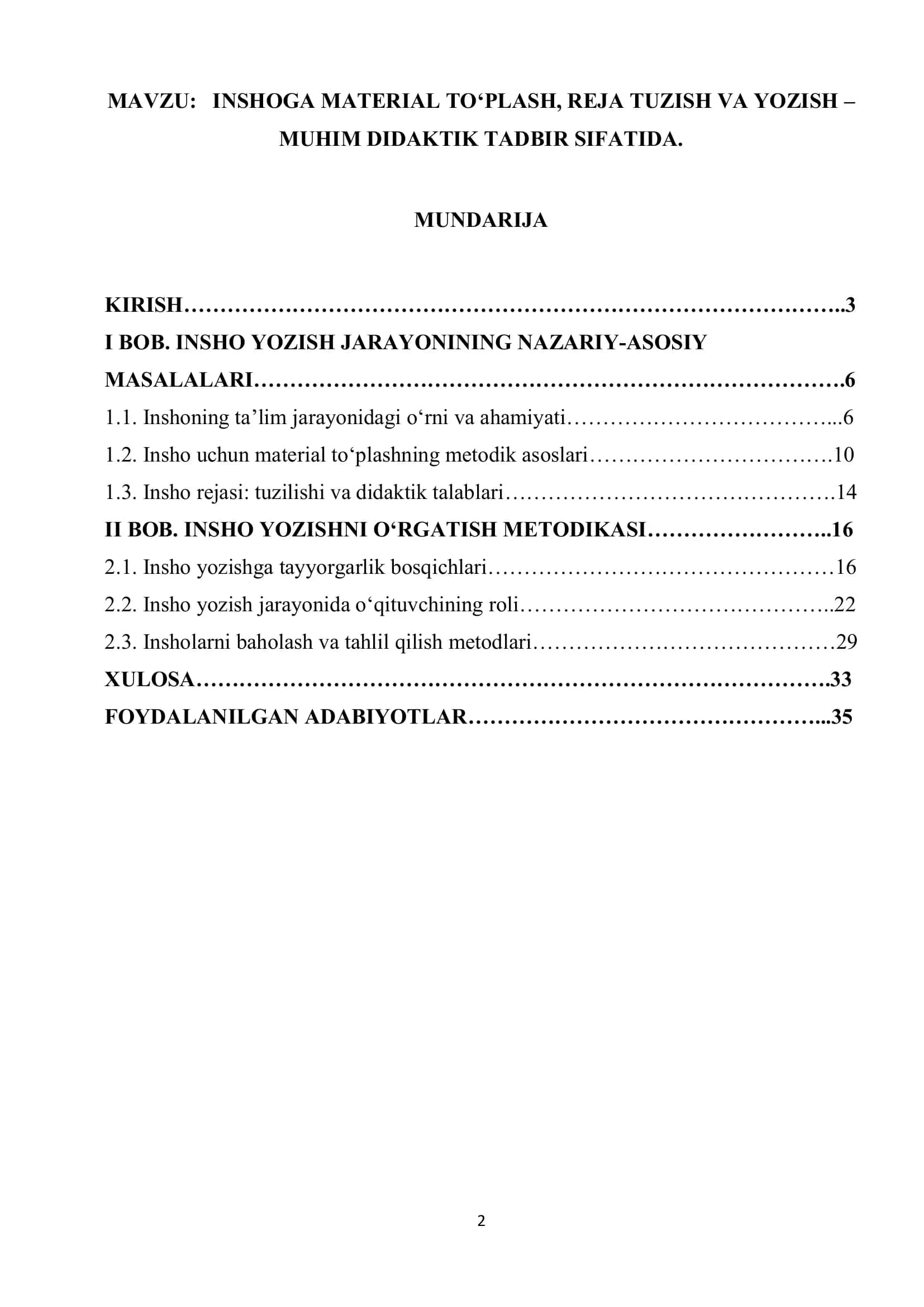 INSHOGA MATERIAL TO‘PLASH, REJA TUZISH VA YOZISH – MUHIM DIDAKTIK TADBIR SIFATIDA 1