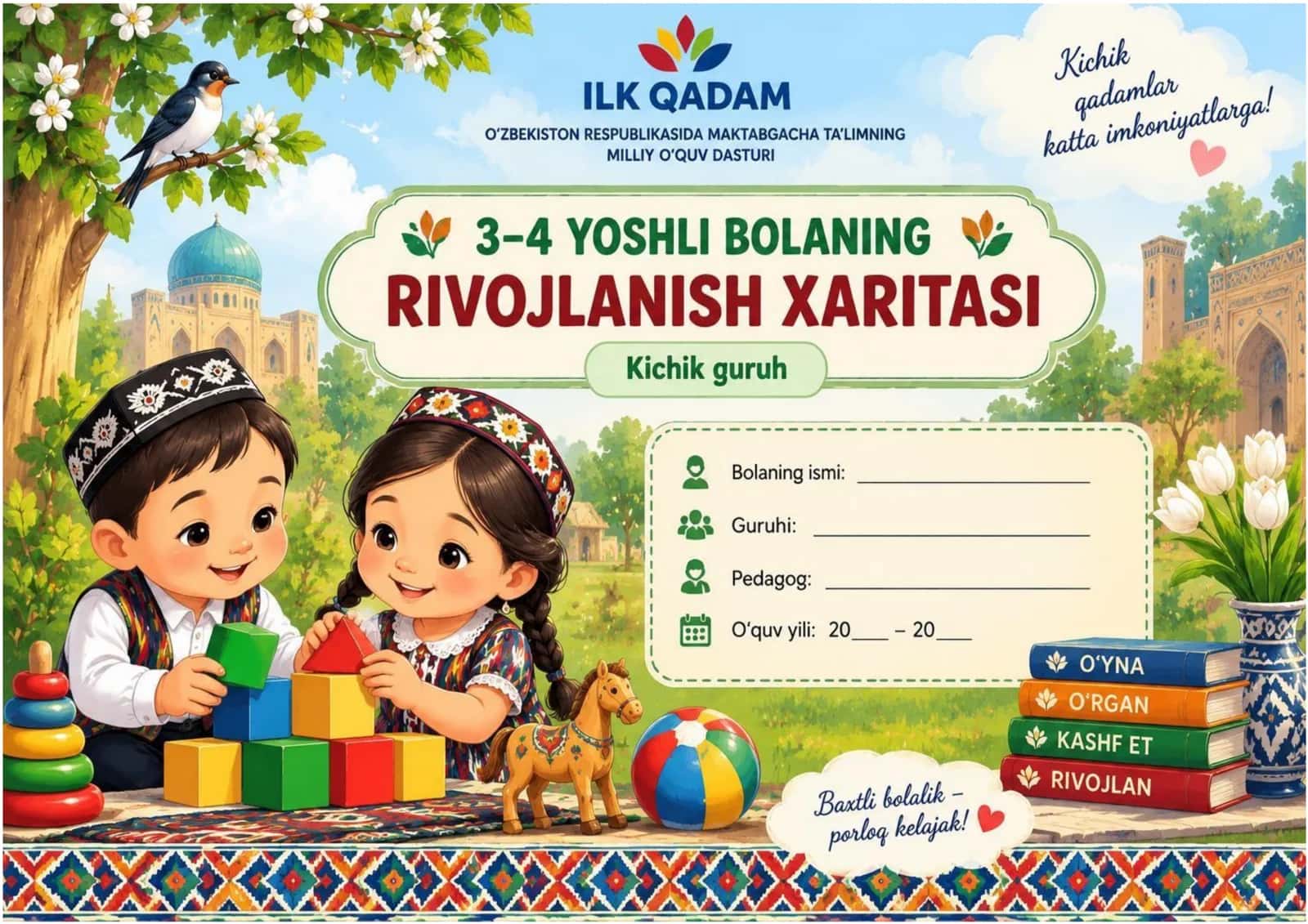 Kichik guruh (3–4 yosh) bolaning rivojlanish xaritasi 1