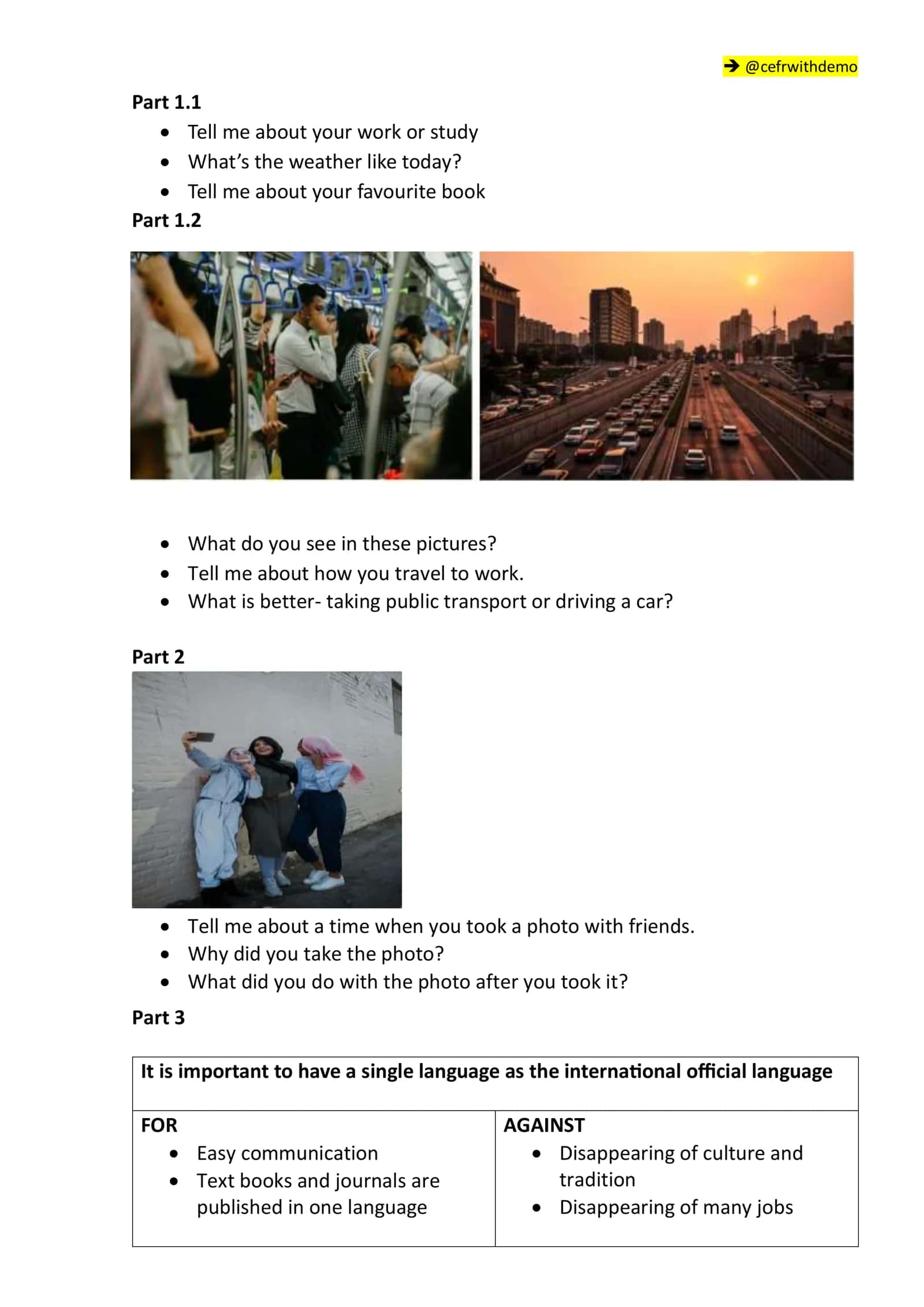 Part 3 Discussion: International Official Language 1