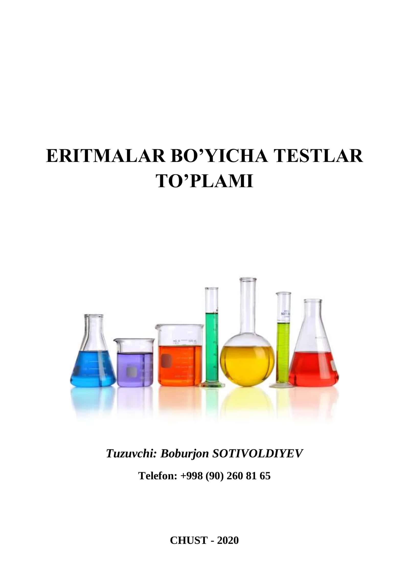 ERITMALAR BO’YICHA TESTLAR TO’PLAMI 1