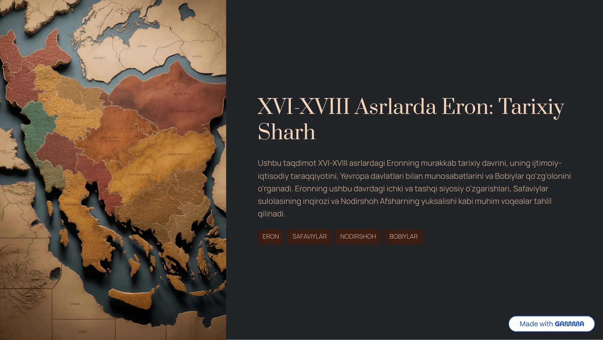 XVI-XVIII Asrlarda Eron: Tarixiy 1