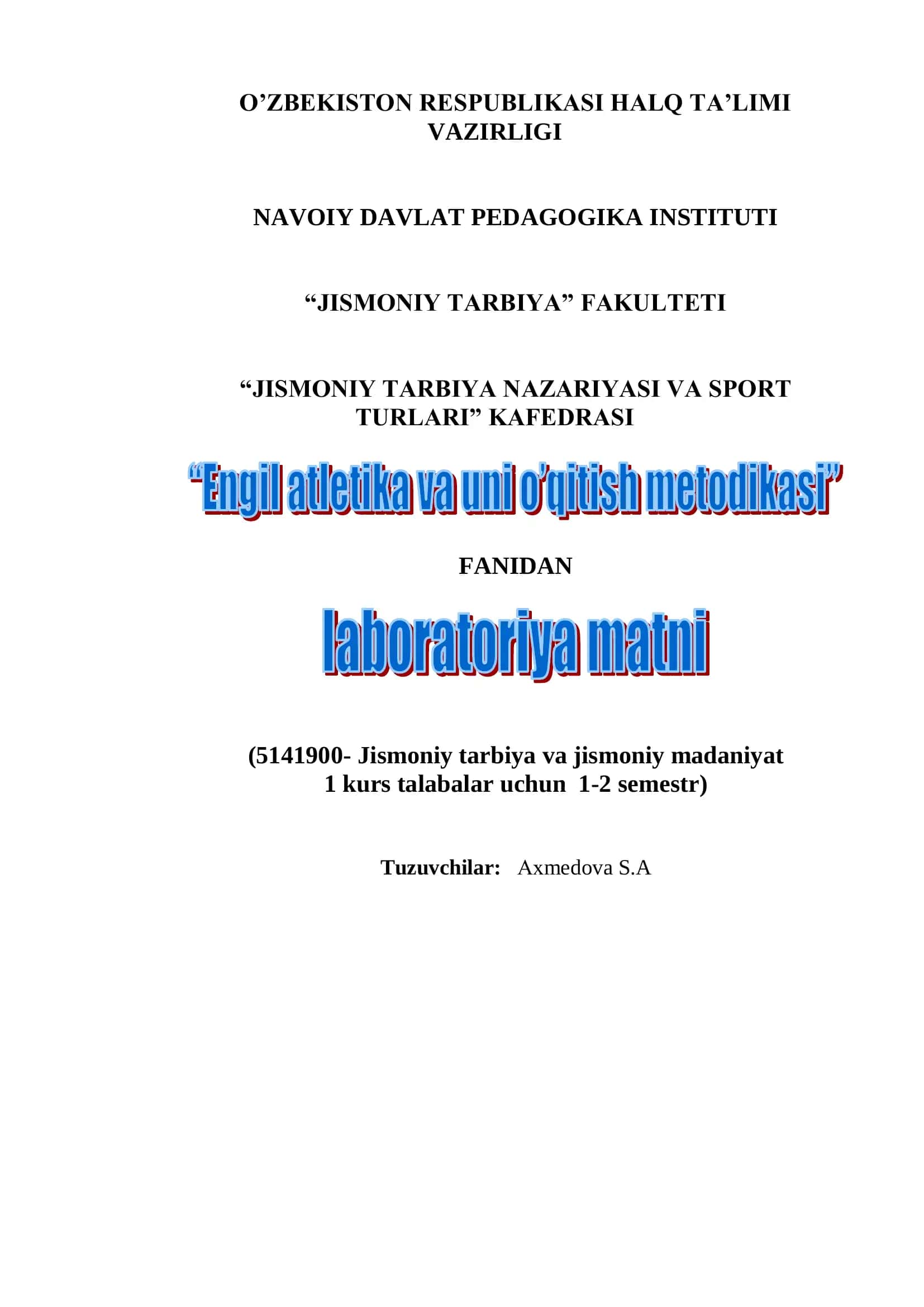 Yengil atletika dars ishlanmasining tuzilishi 1