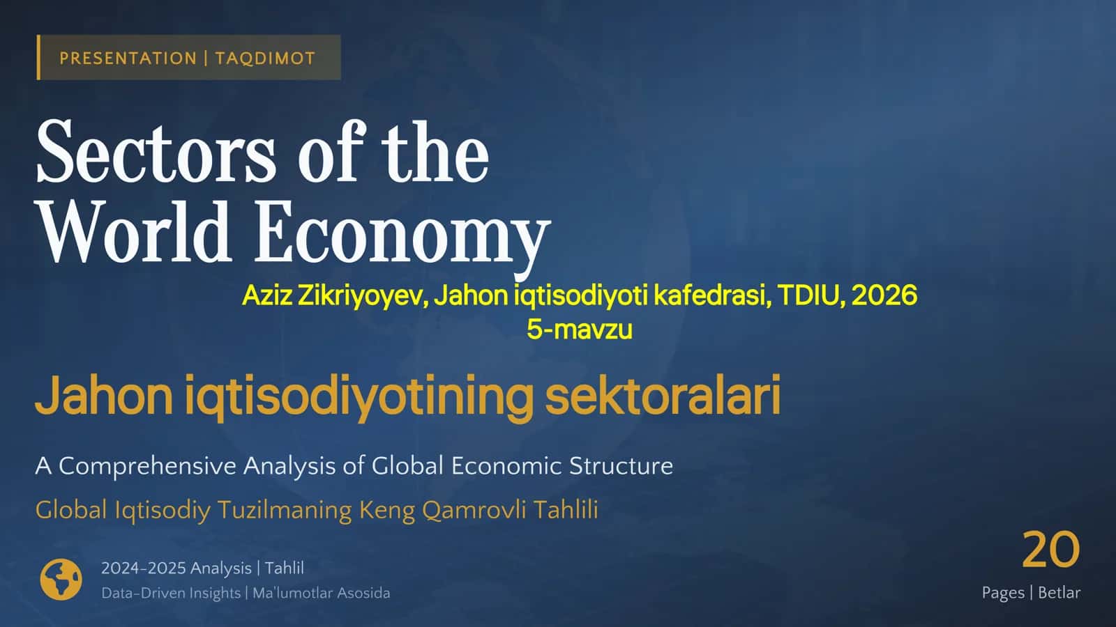 Jahon iqtisodiyotining sektoralari 1
