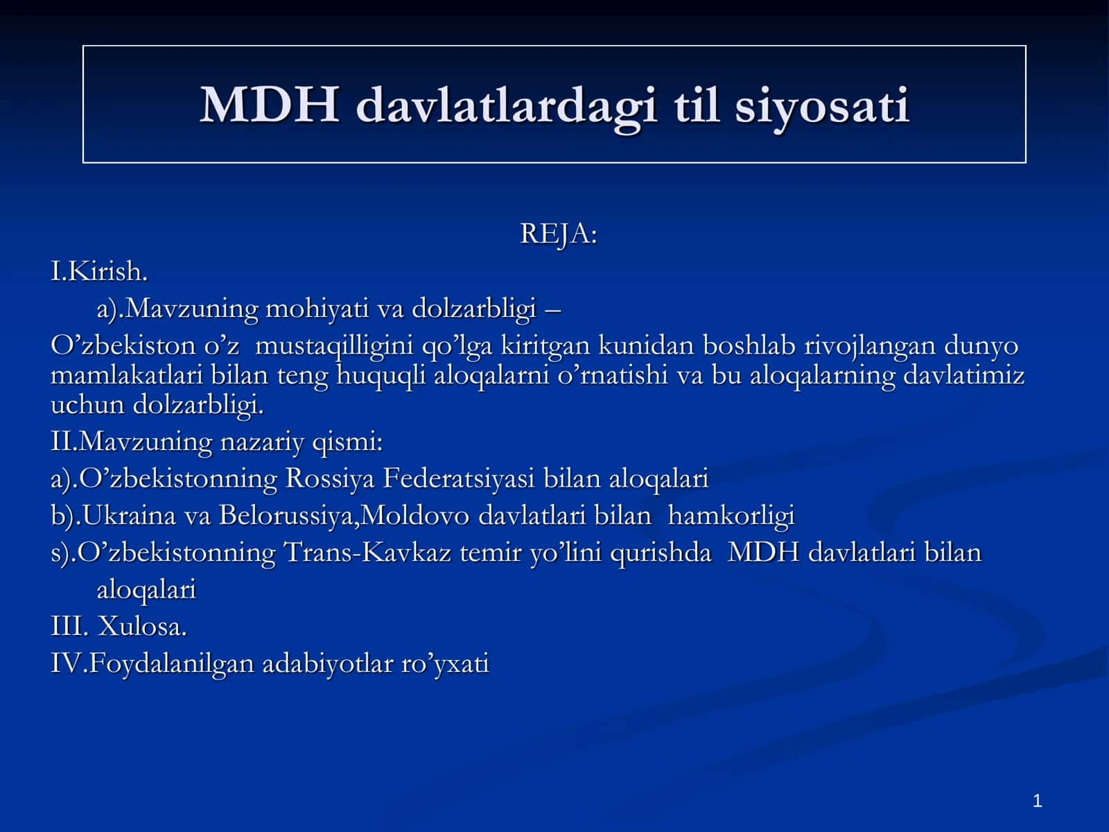 MDH davlatlardagi til siyosati 1