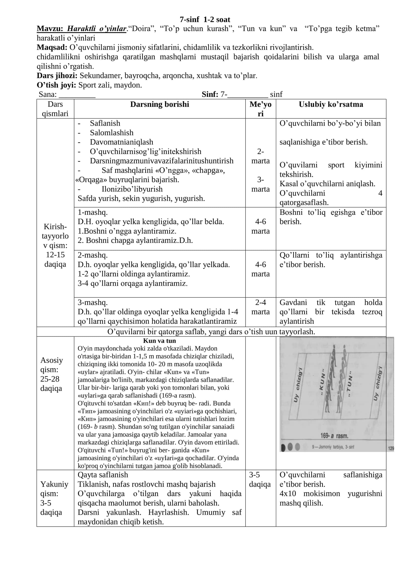 🏃7-Sinf Jismoniy Tarbiya Fanidan Kompetensiyaviy Yillik Dars Ishlanmalar To‘plami 1