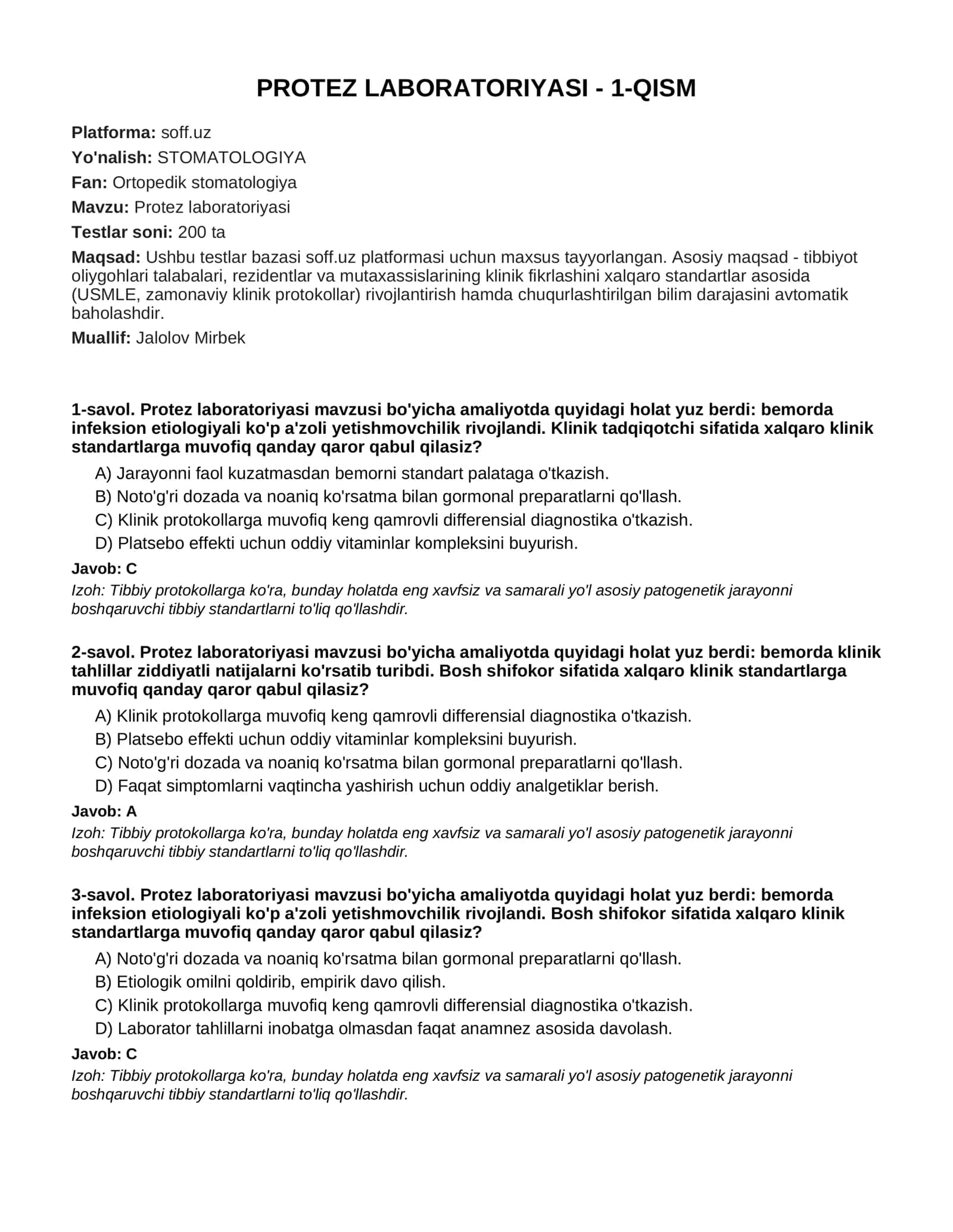 PROTEZ LABORATORIYASI - 1-QISM 1