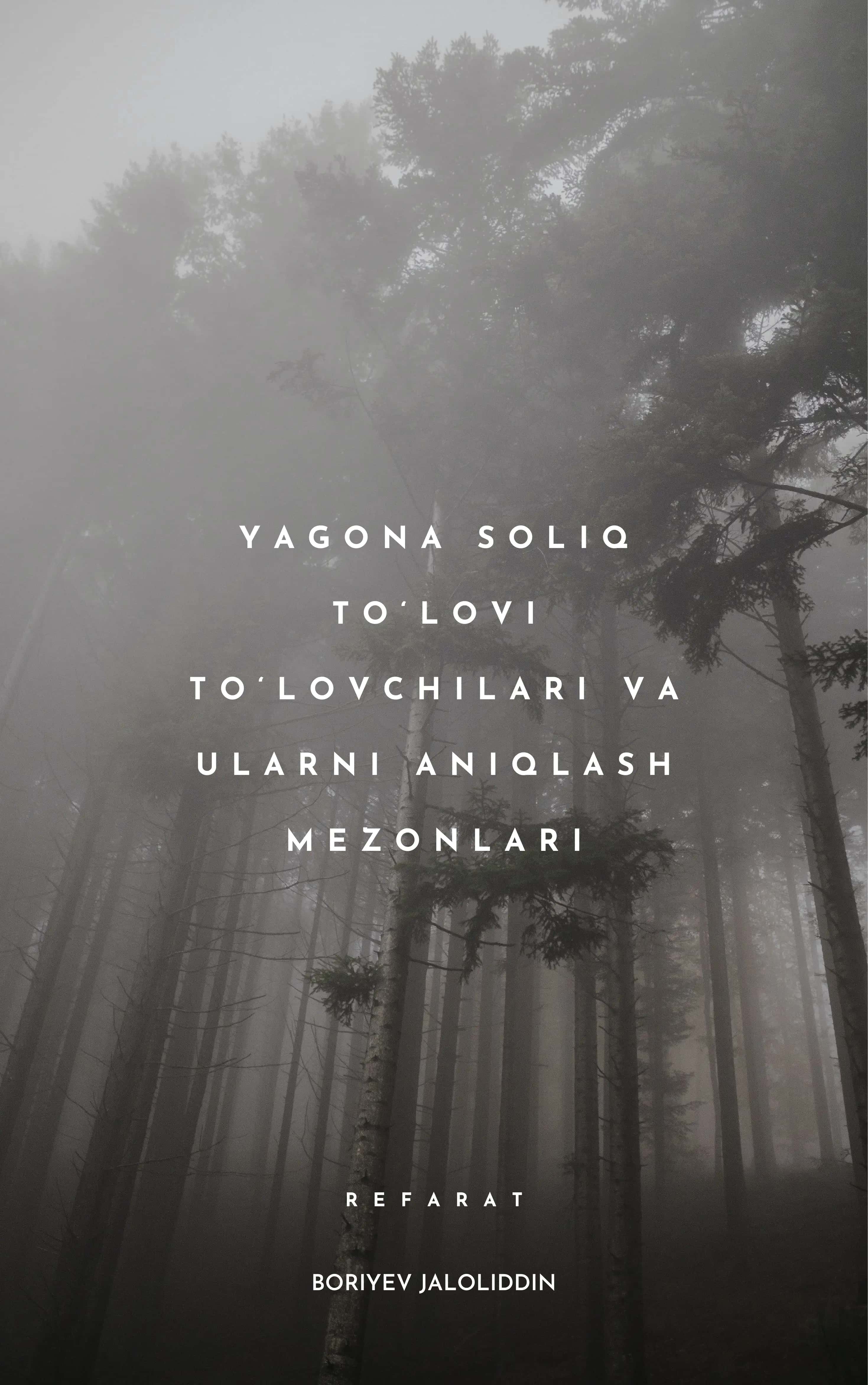 Yagona soliq to‘lovi to‘lovchilari va ularni aniqlash mezonlari 1