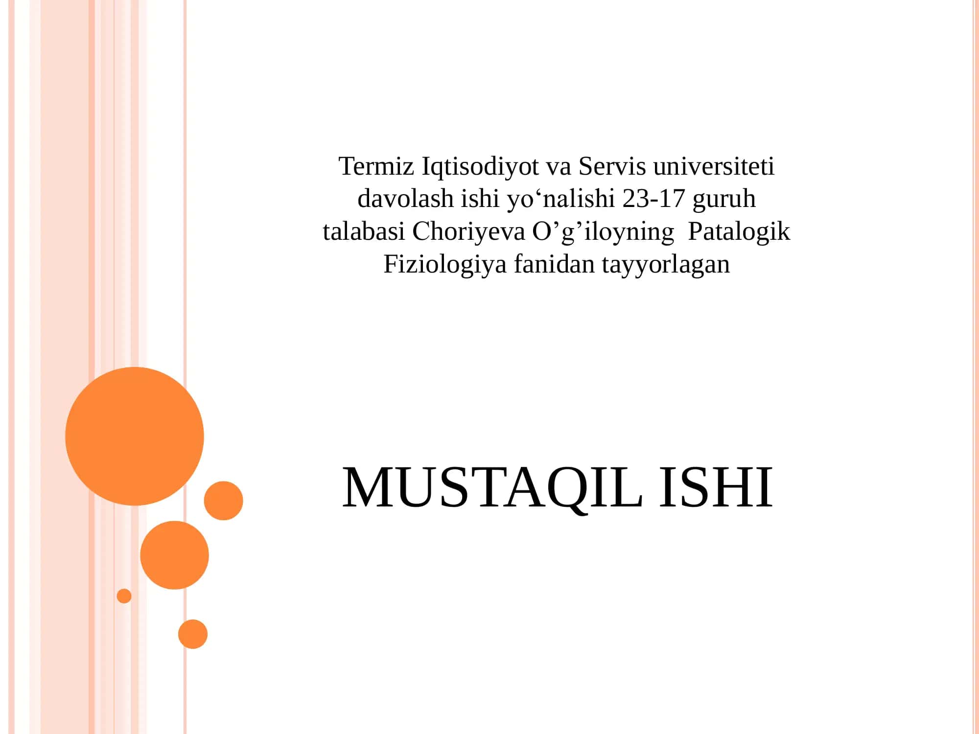 O'pkaning metabolik funksiyalari va ularning buzilishlari 1