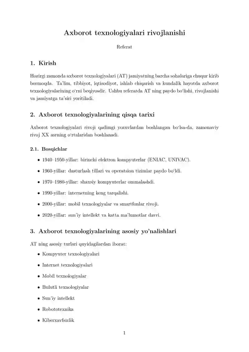 Axborot texnologiyalari rivojlanishi 1