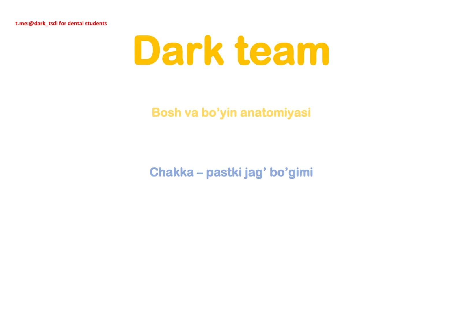 Bosh va bo’yin anatomiyasi 1