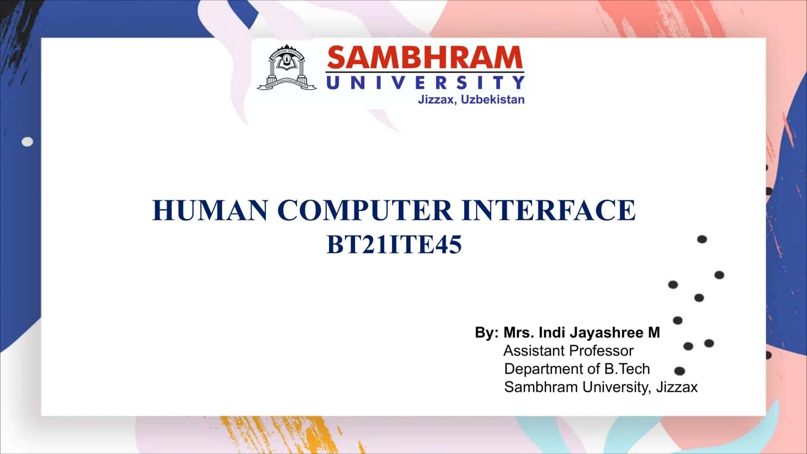 HUMAN COMPUTER INTERFACE 1