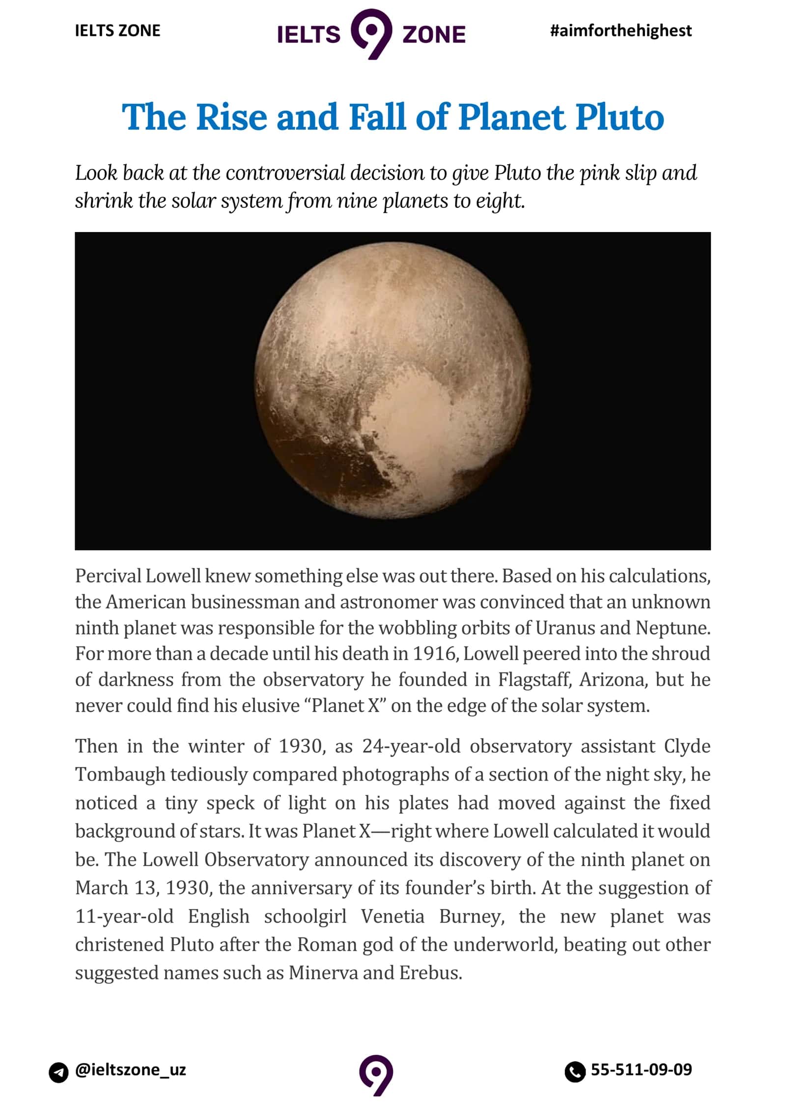 The Rise and Fall of Planet Pluto 1