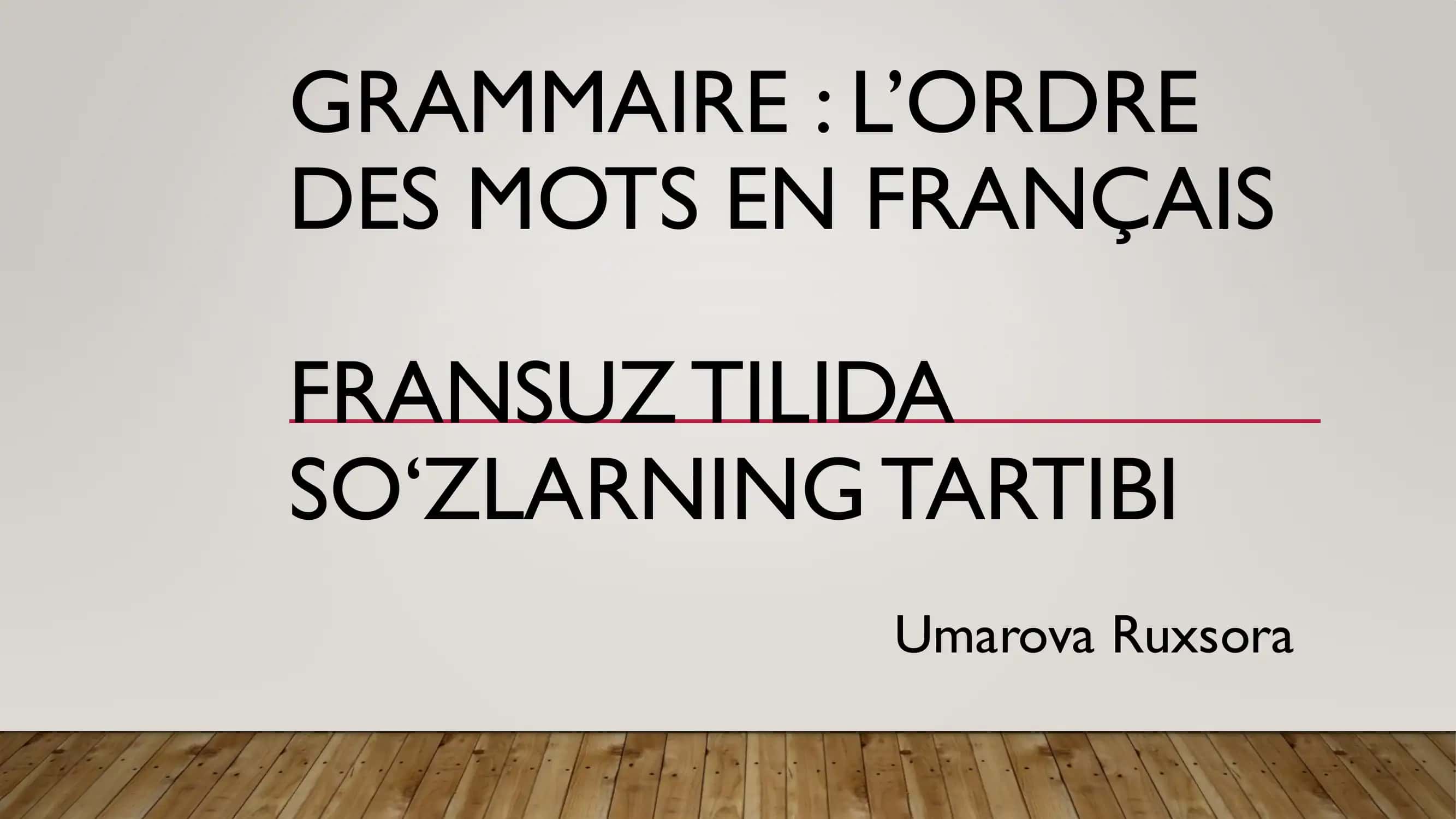 Fransuz tilida gapning tuzilish tartibi va yasalishi 1